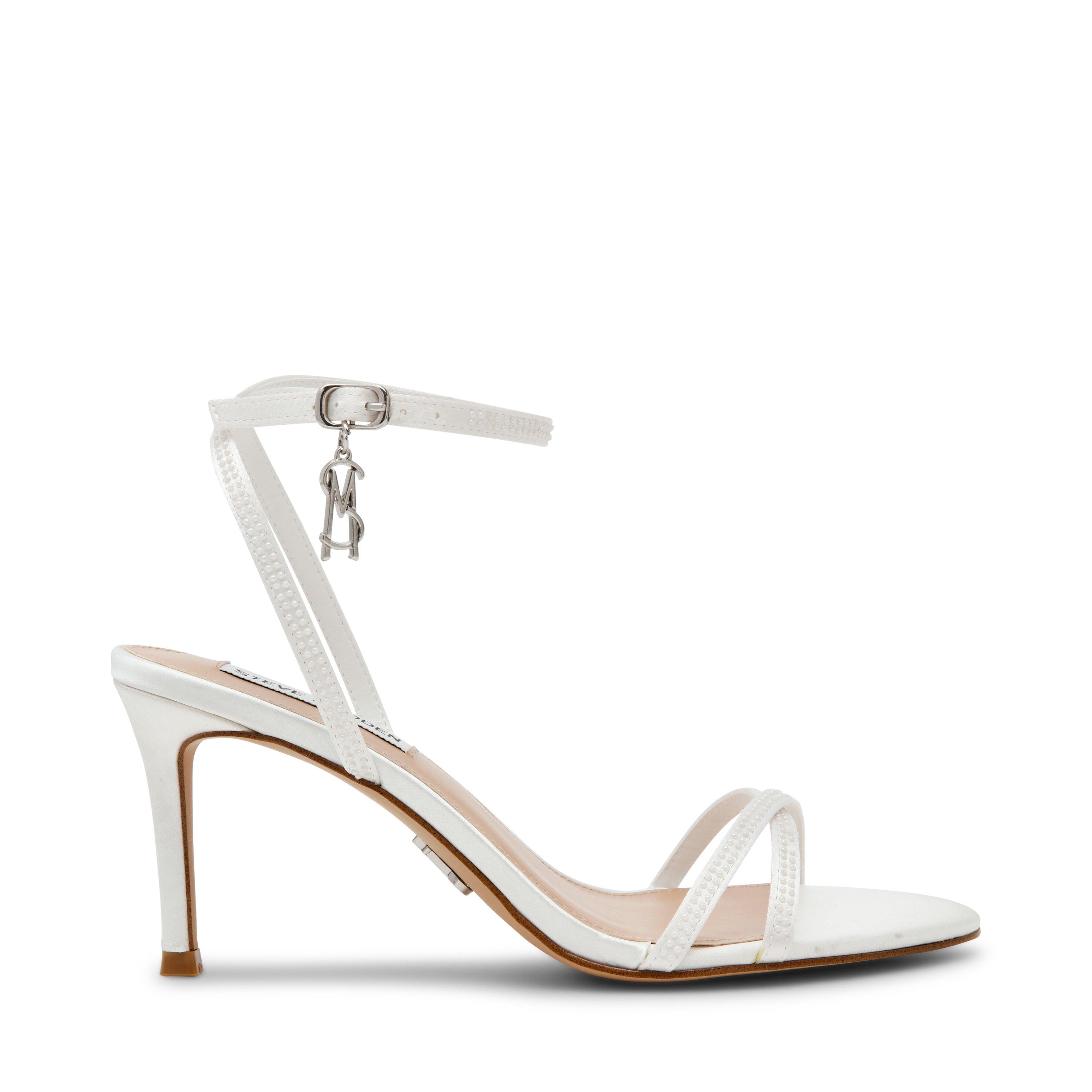 Ivory Satin - Steve Madden - Women's Nesta Open-Toe Heeled Sandals - 1