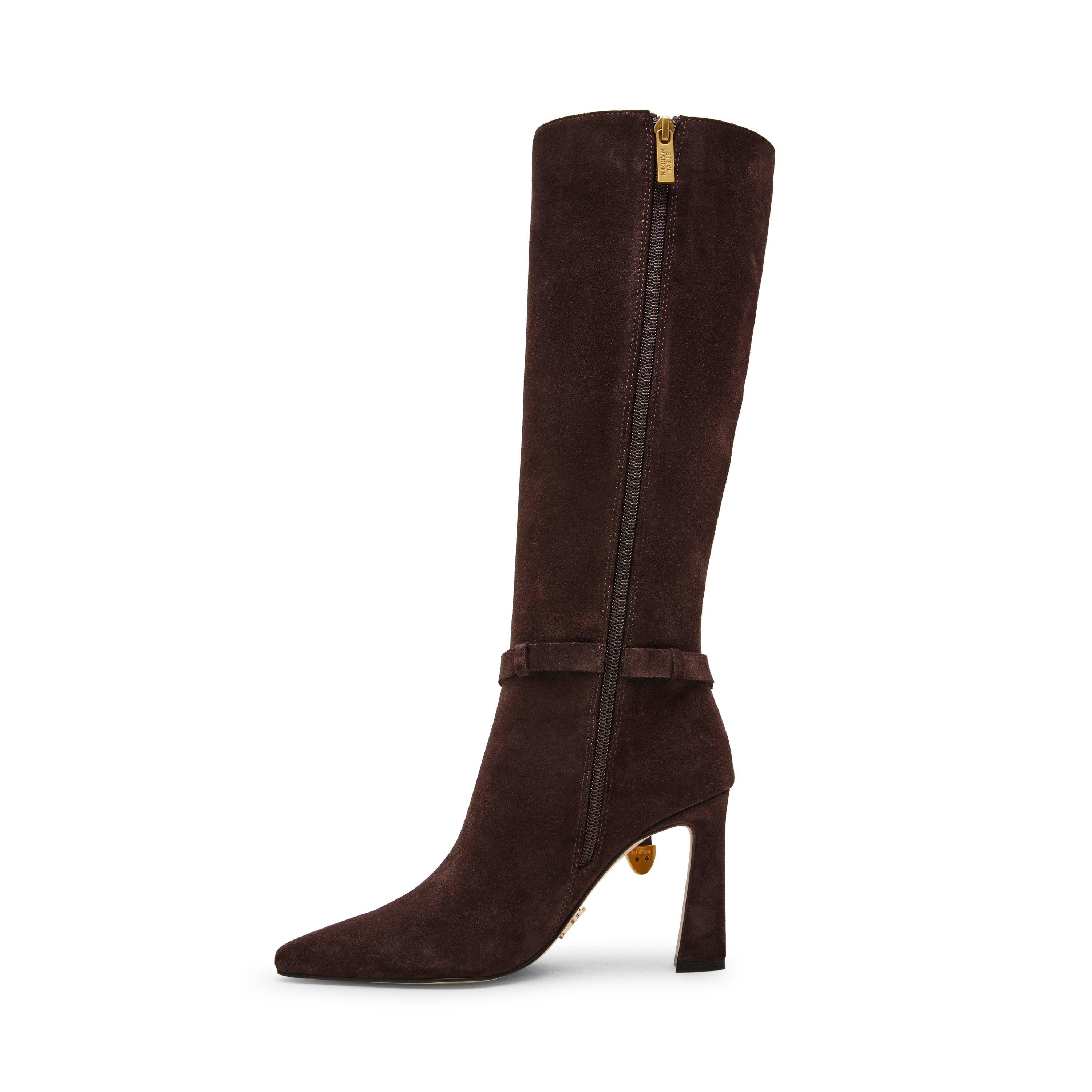 Chocolate Suede - Steve Madden - Women's Sirrens Suede Knee-High Boots - 4