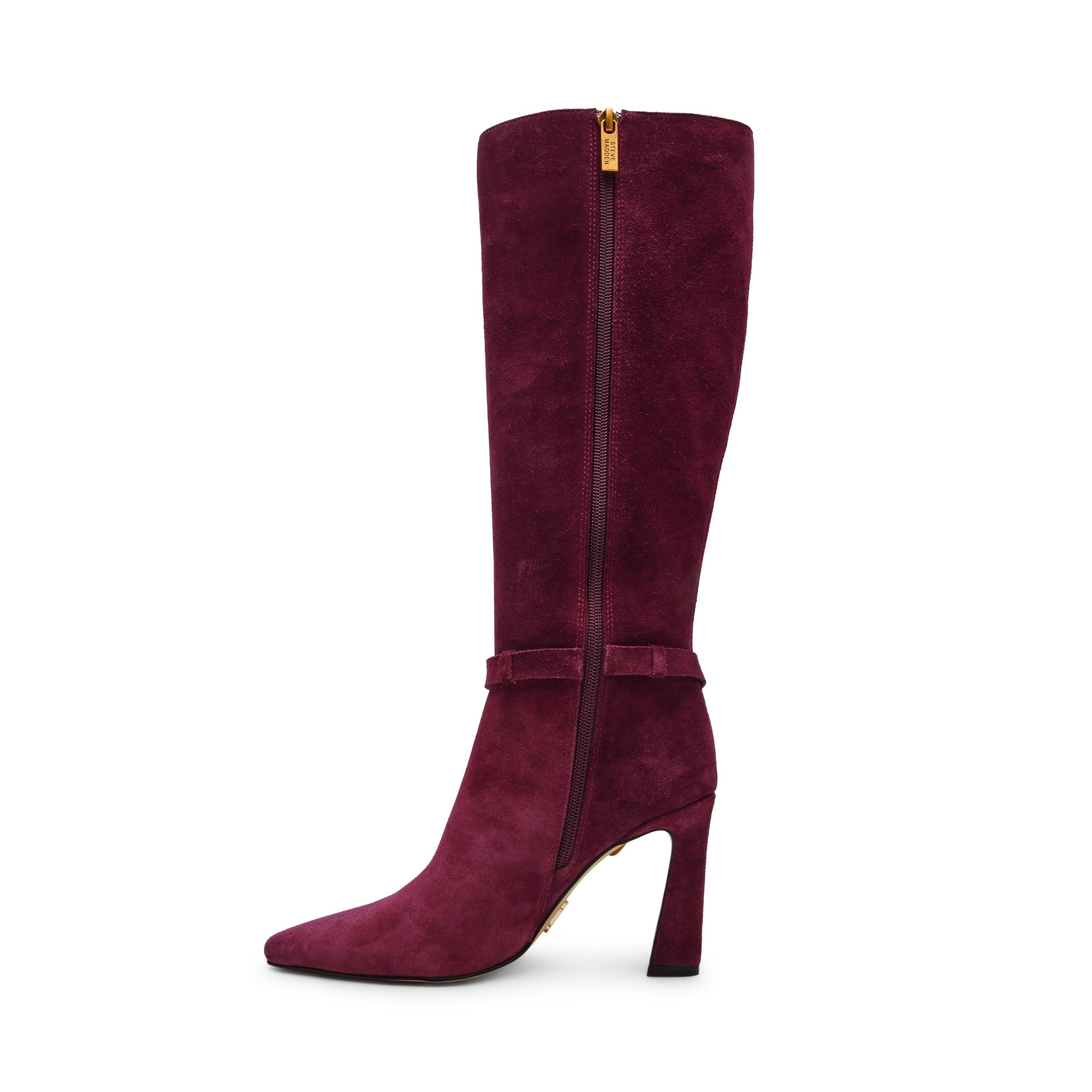 Cerise foncée - Steve Madden - Women's Sirrens Suede Knee-High Boots - 4