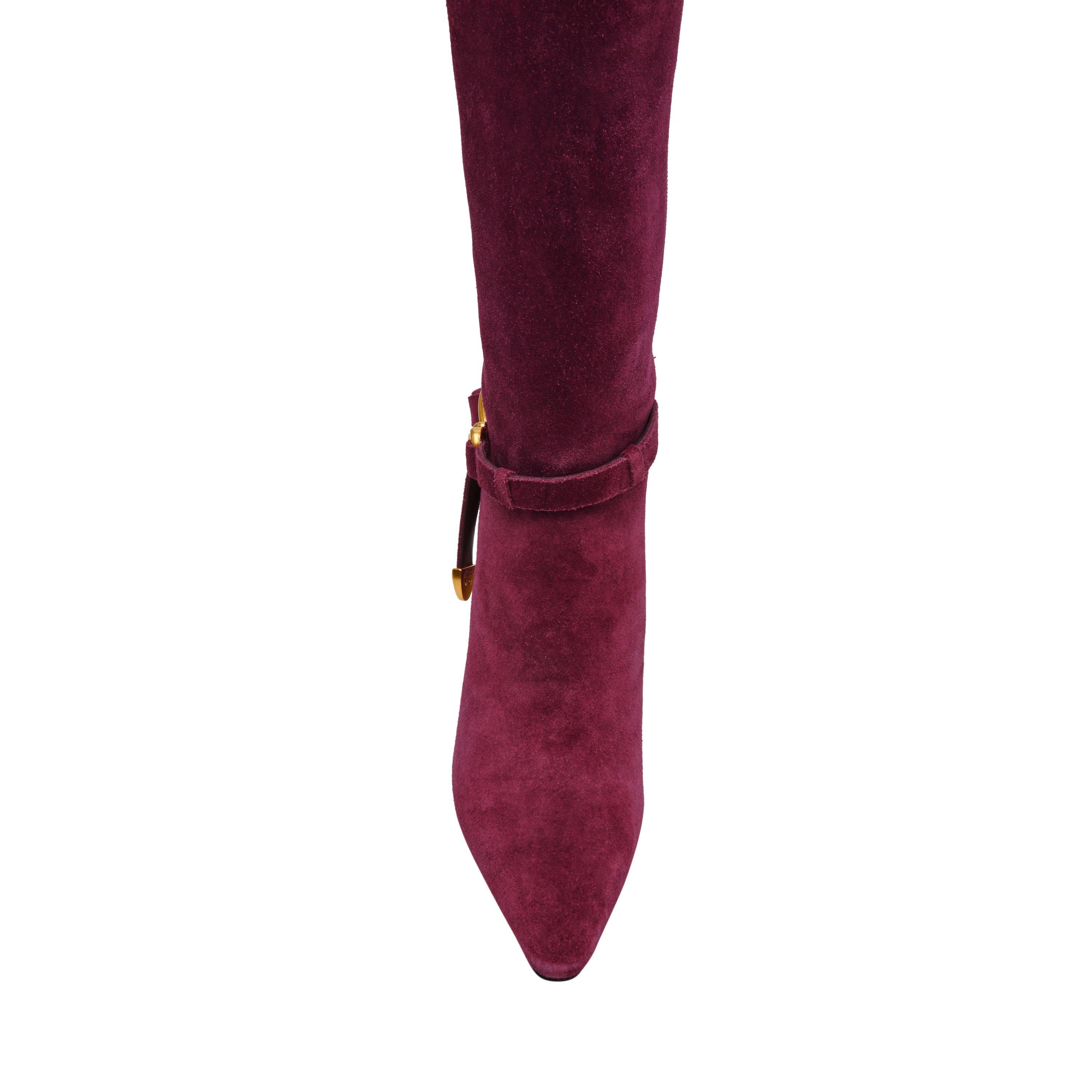 Cerise foncée - Steve Madden - Women's Sirrens Suede Knee-High Boots - 7
