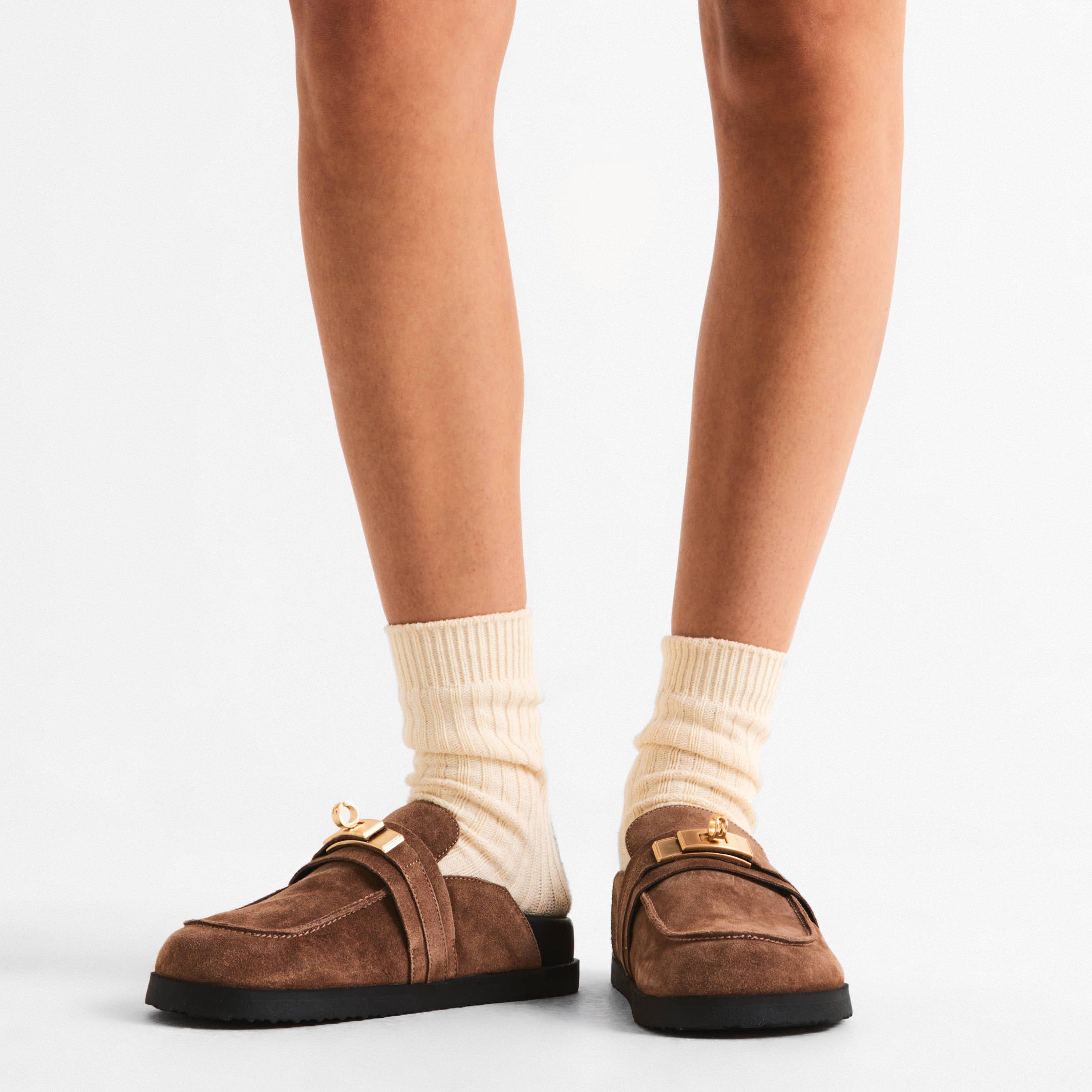 Mushroom - NOKWOL - Women's Tammy Suede Flat Mule - 3