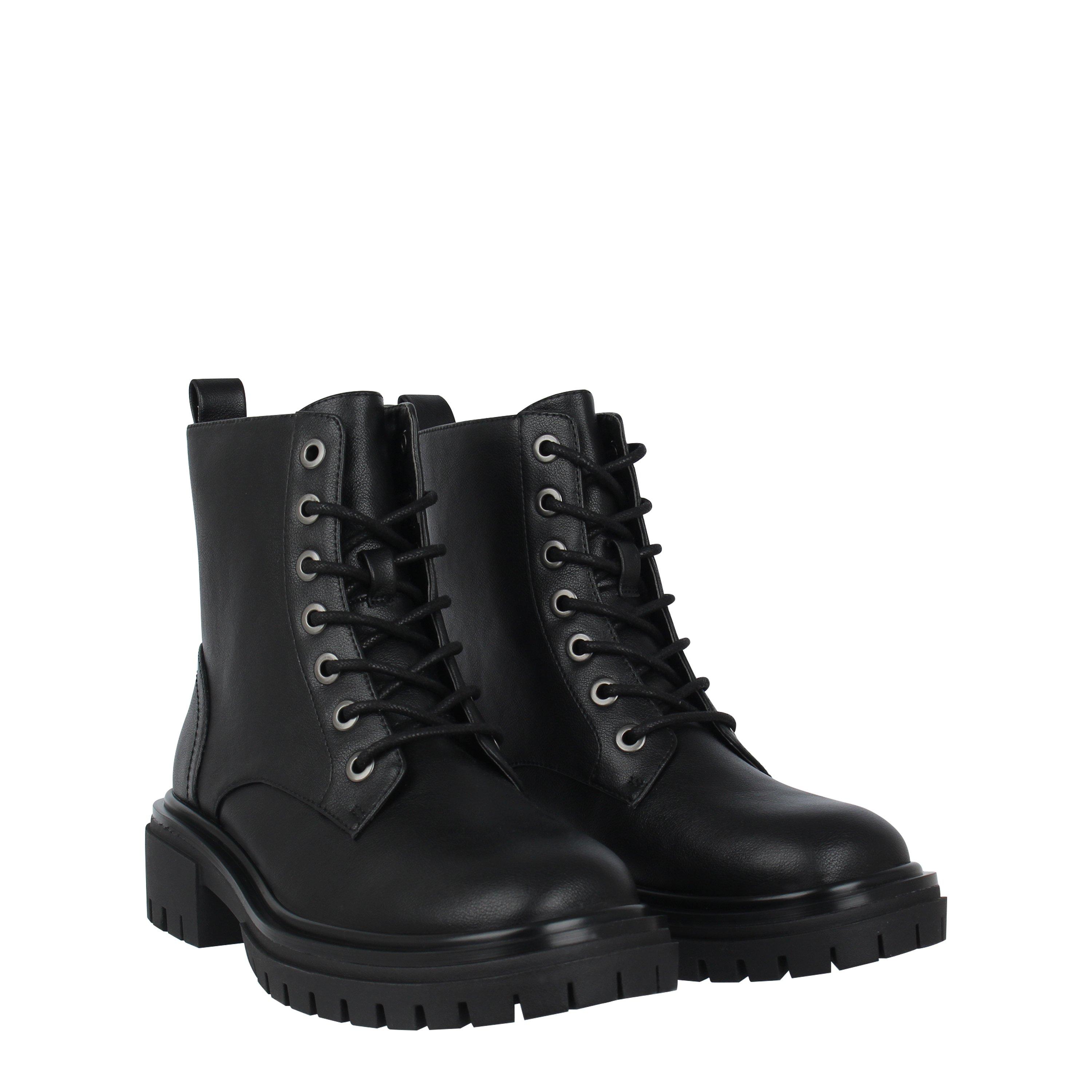 Black - I Saw It First - ISAWITFIRST Lace Up Faux Leather Boots - 3