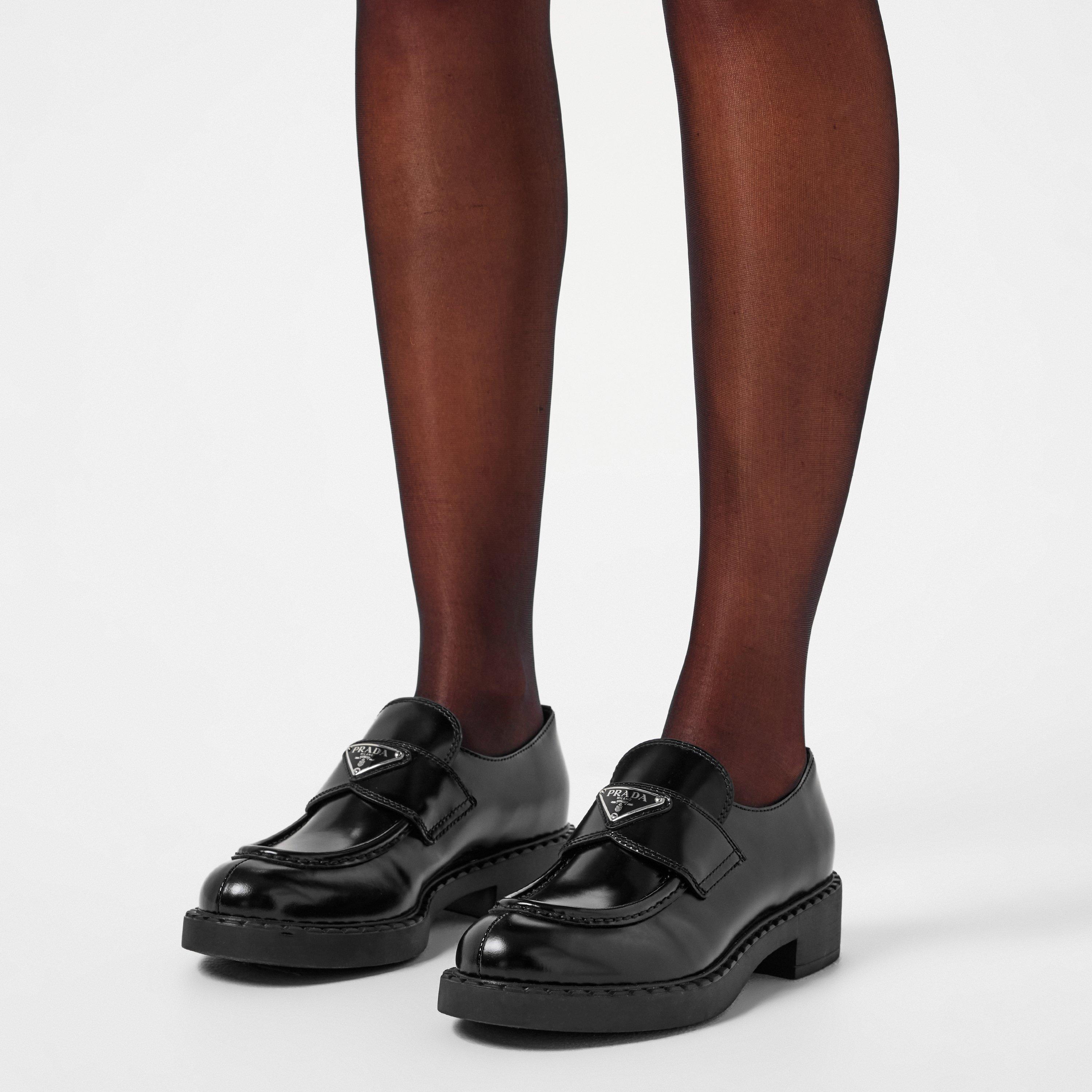 Prada Chocolate Brushed Leather Loafers | Flannels