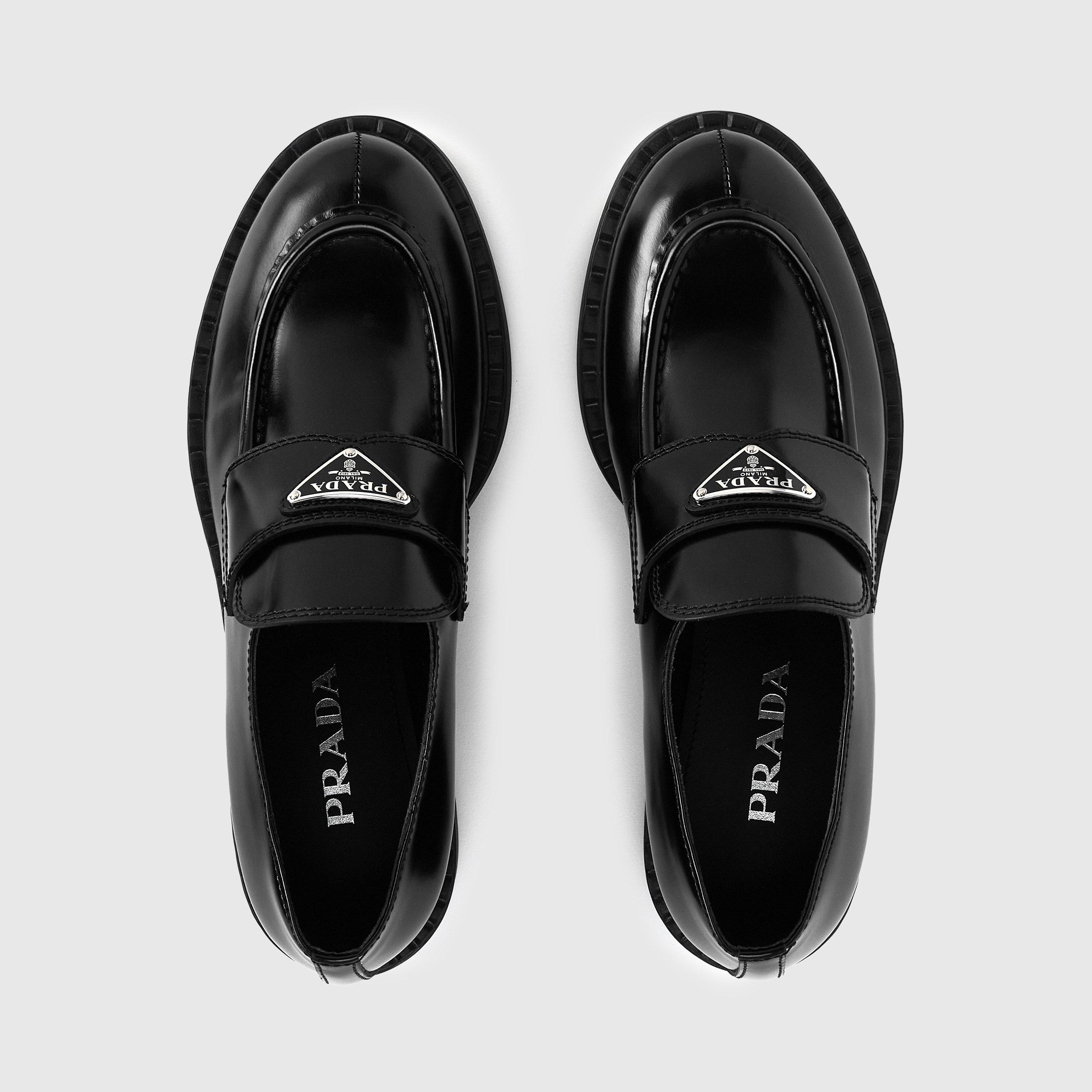 Prada Chocolate Brushed Leather Loafers | Flannels