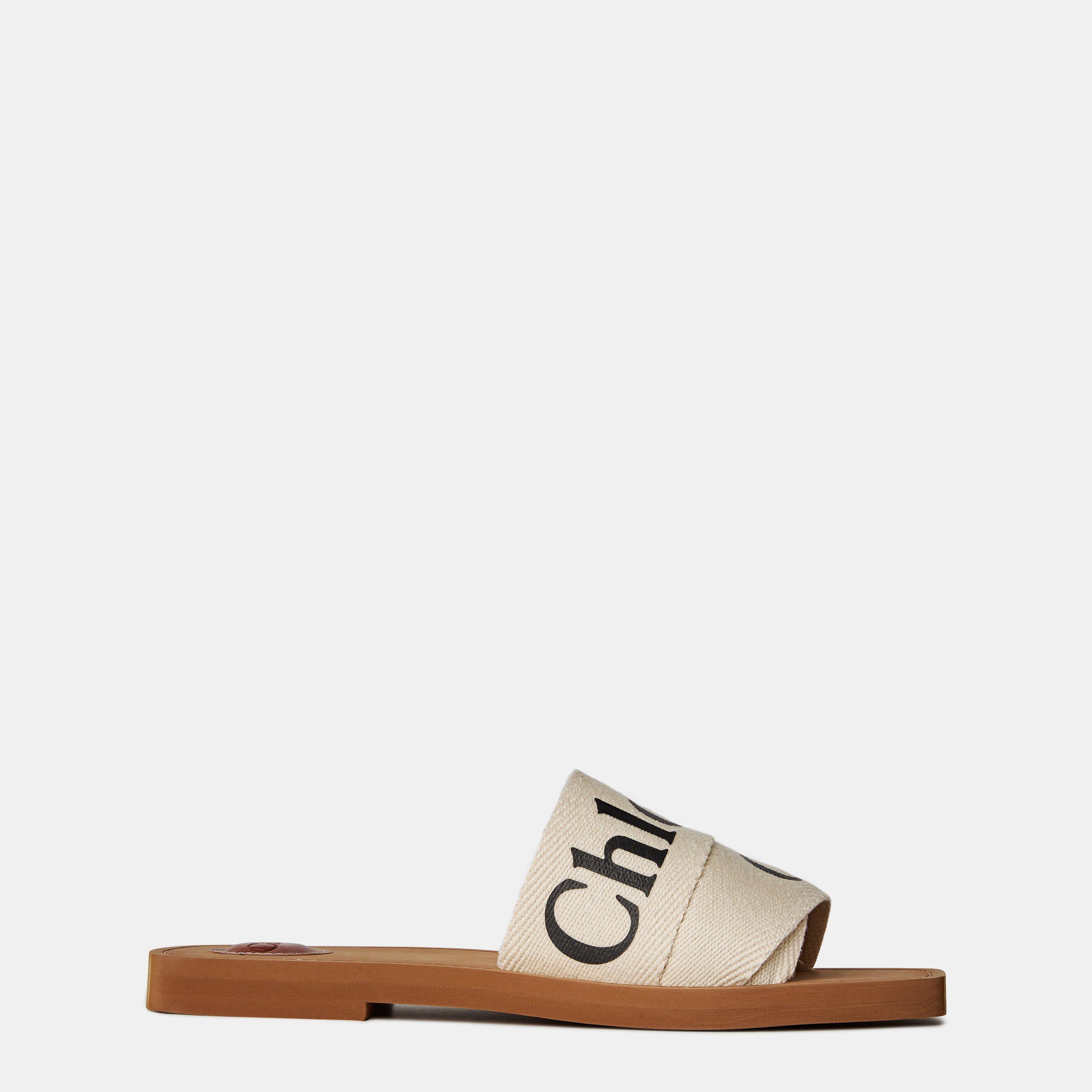Chloe Woody Flat Mule - White - Size 3 (36)