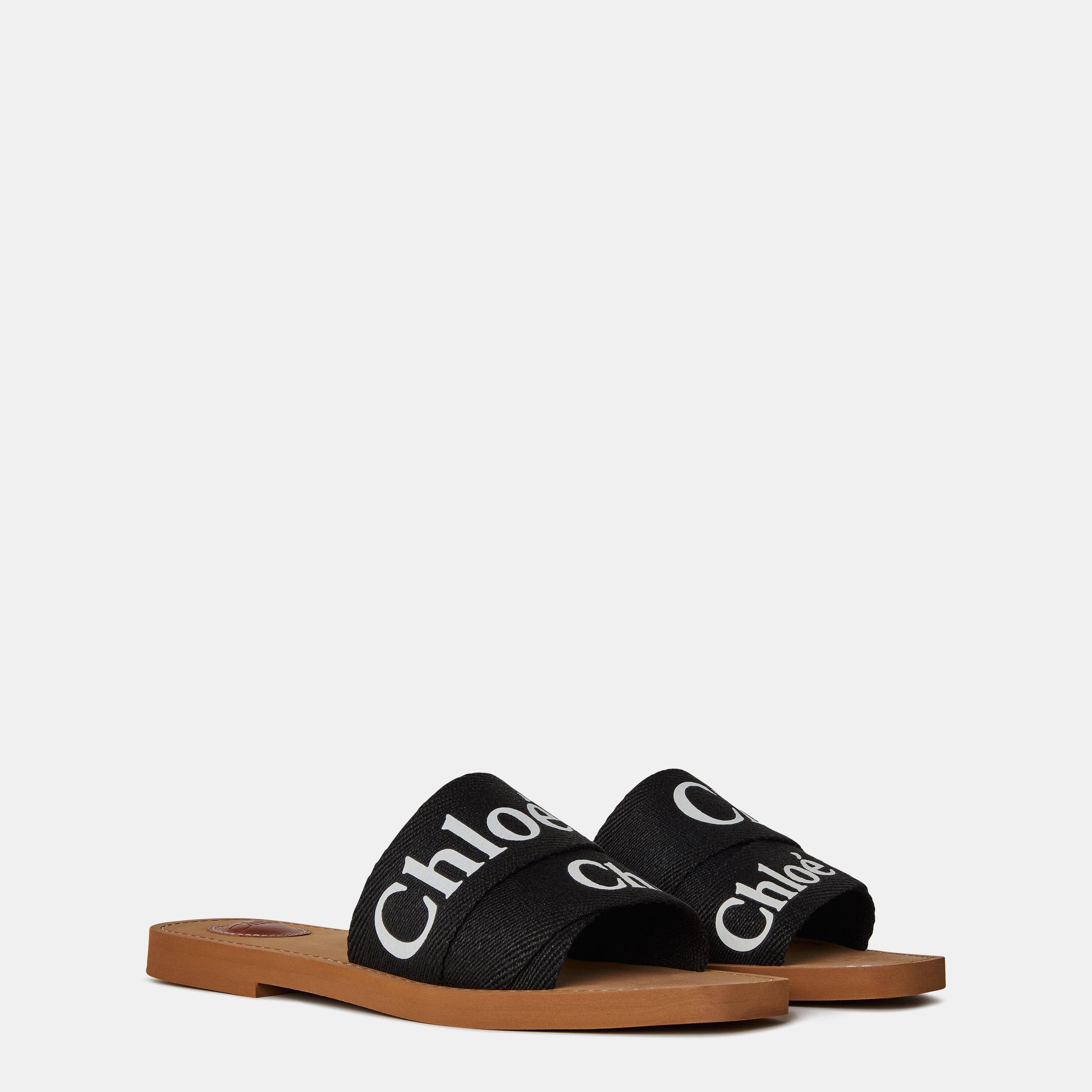 Black - Chloe - Woody Flat Mule - 4