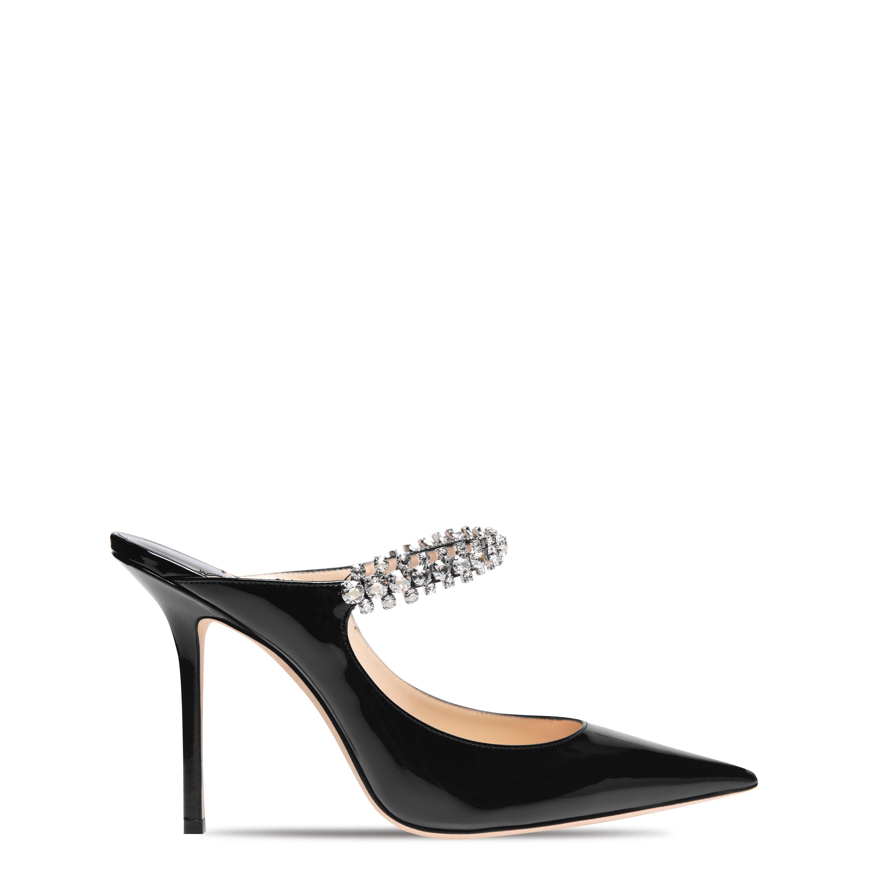 Jimmy Choo Women's Crystal Leather Heeled Mules, 100mm - Black - Size 5.5 (38.5)