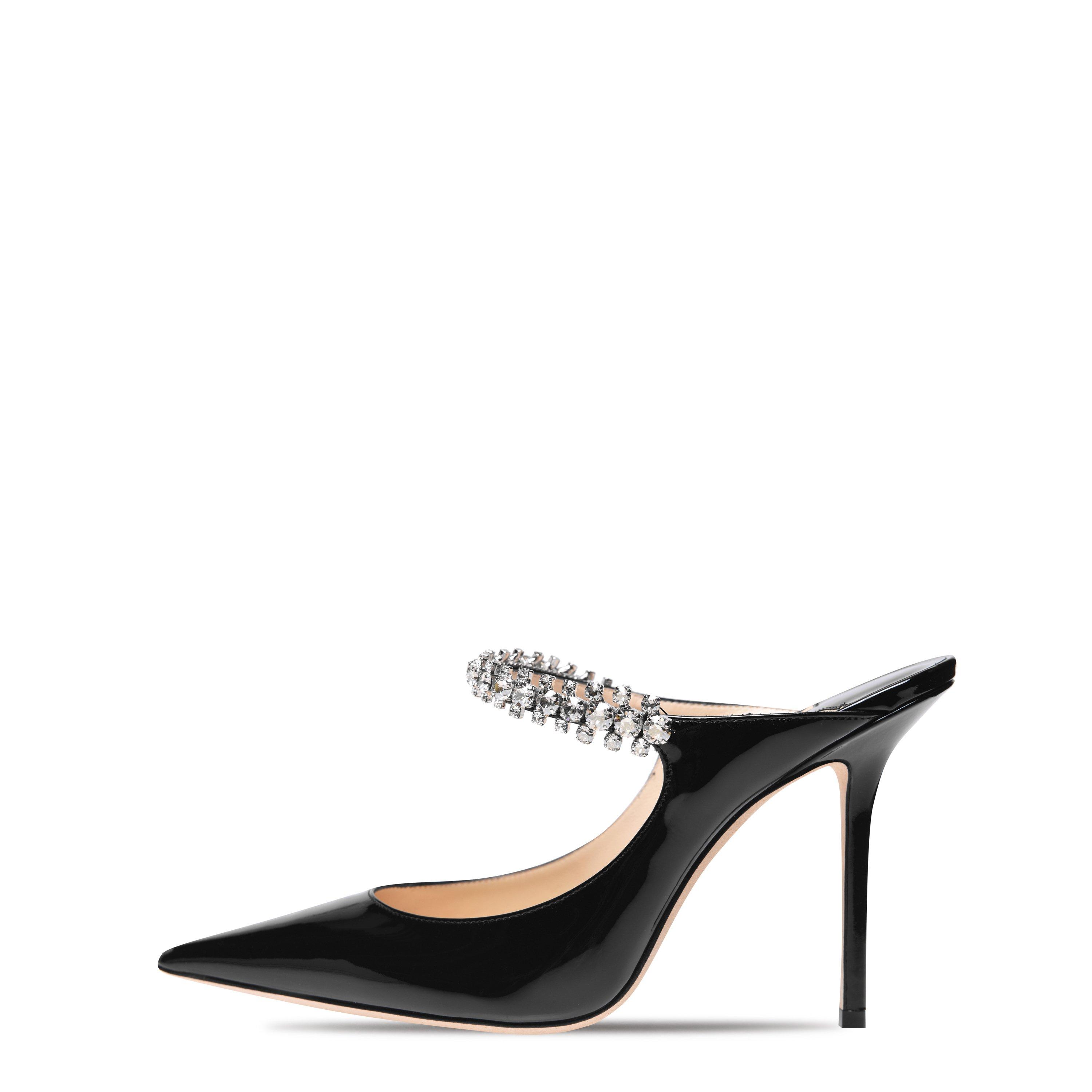 Black - Jimmy Choo - Women's Crystal Leather Heeled Mules, 100mm - 3