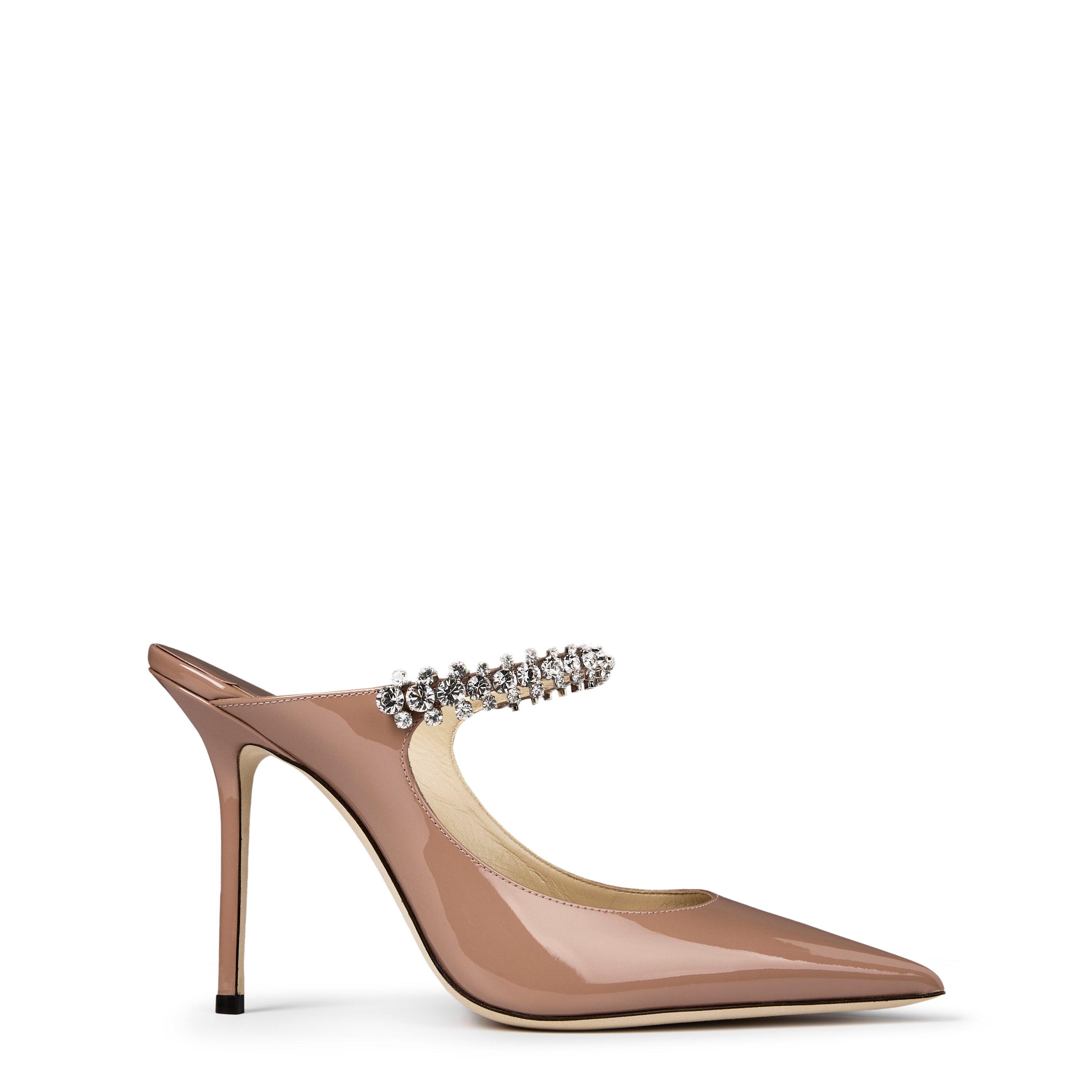 Jimmy Choo Women's Crystal Leather Heeled Mules, 100mm - Ballet Pink - Size 5.5 (38.5)