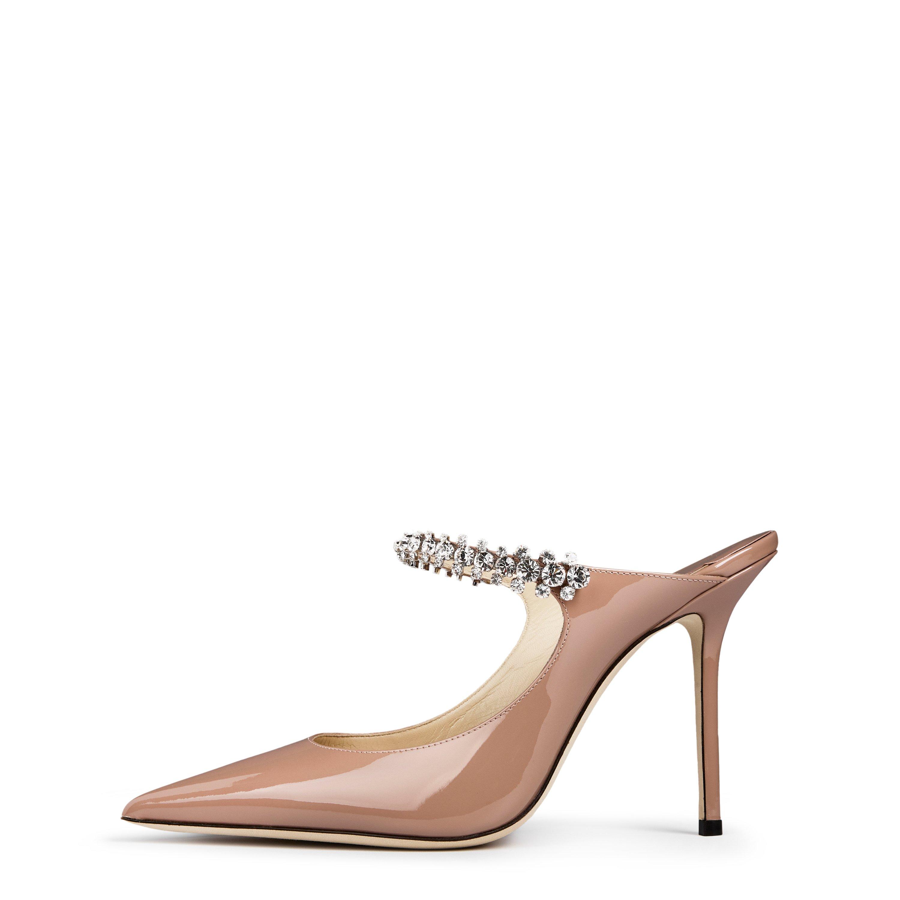 Ballet Pink - Jimmy Choo - Women's Crystal Leather Heeled Mules, 100mm - 3