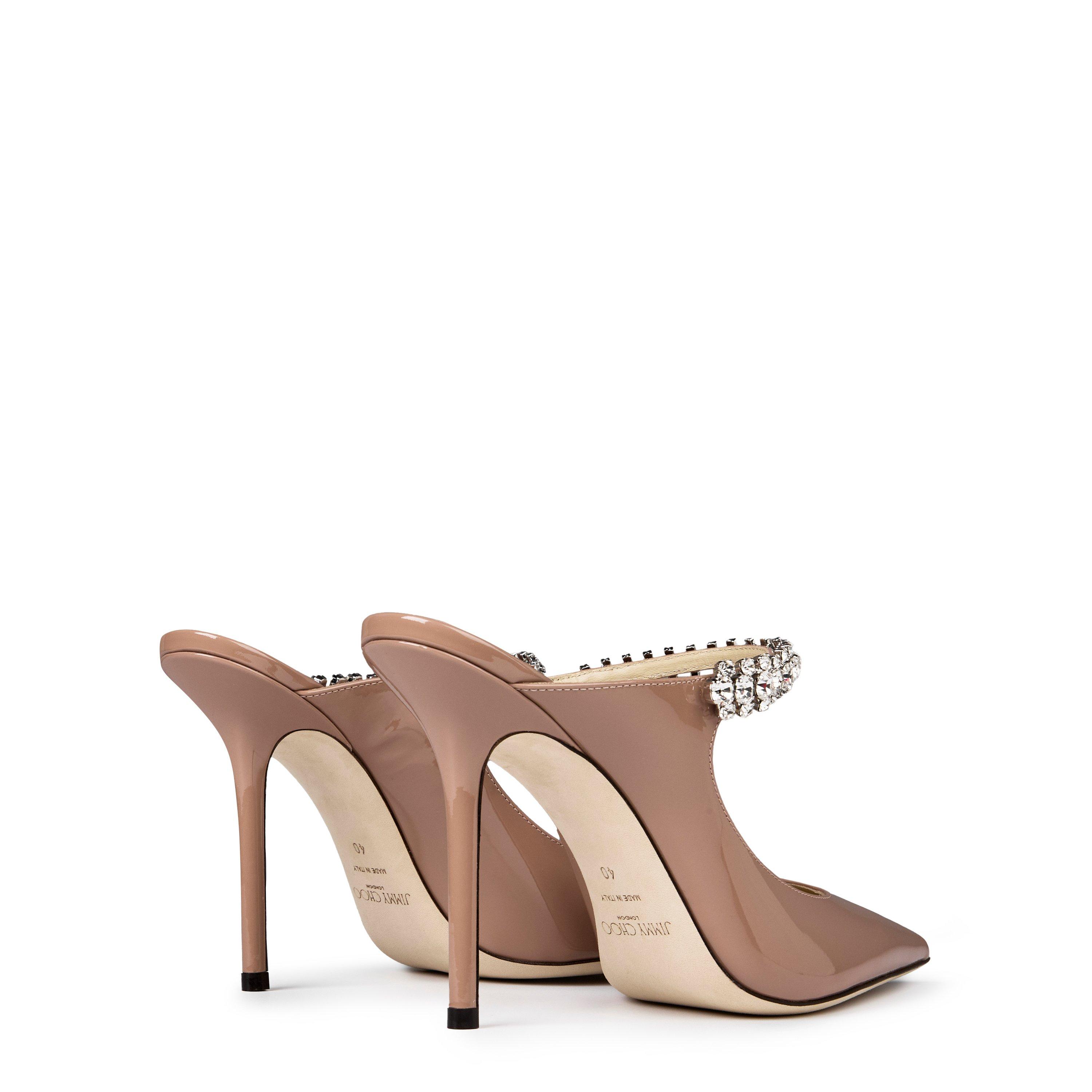 Ballet Pink - Jimmy Choo - Women's Crystal Leather Heeled Mules, 100mm - 5