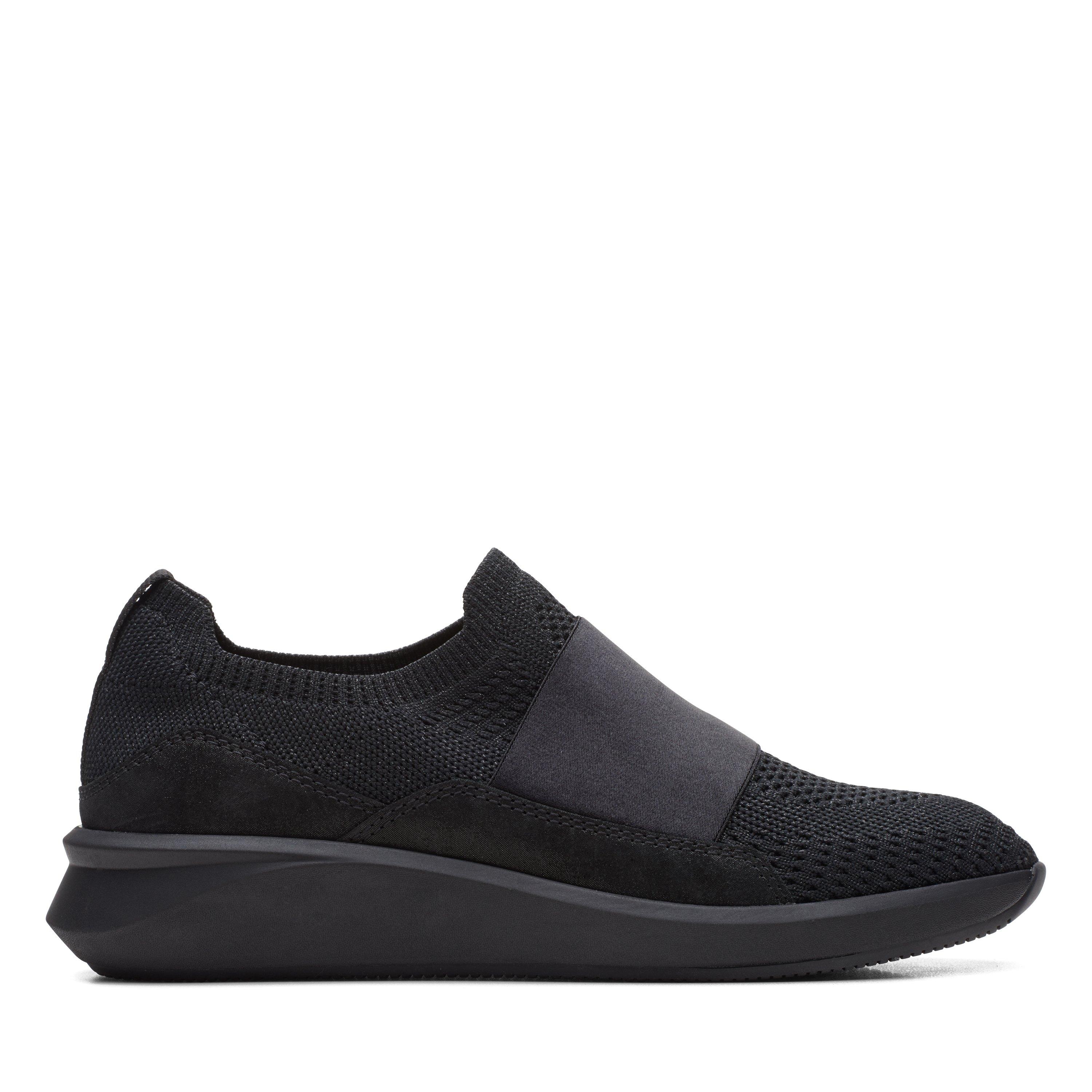 Black Combi - Clarks - Women's Textile Slip On Trainers - 1