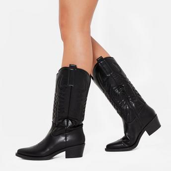 I Saw It First ISAWITFIRST Faux Leather Western Knee High Boots