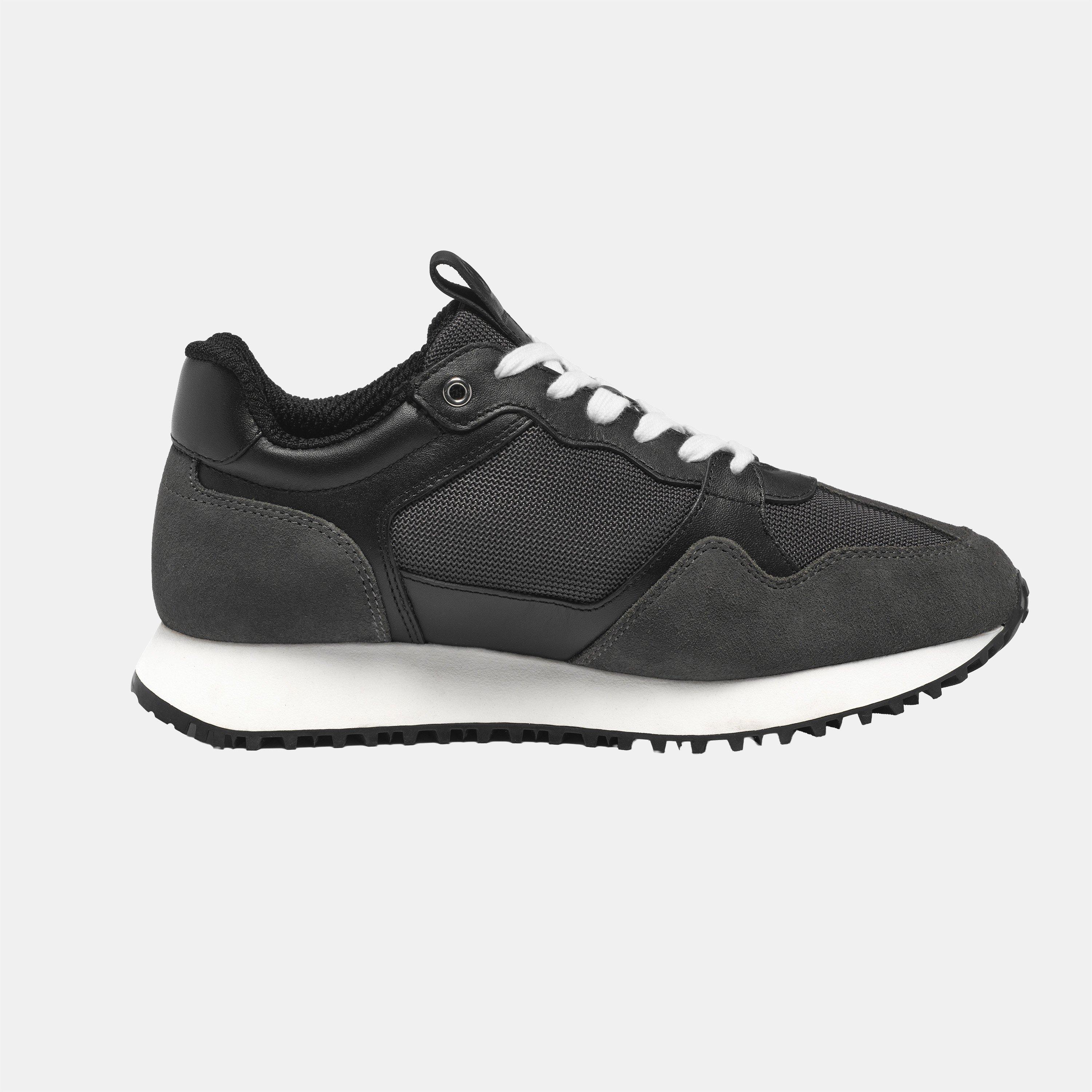 Black/Grey - Valentino - Women's Mars Leather Runners - 1