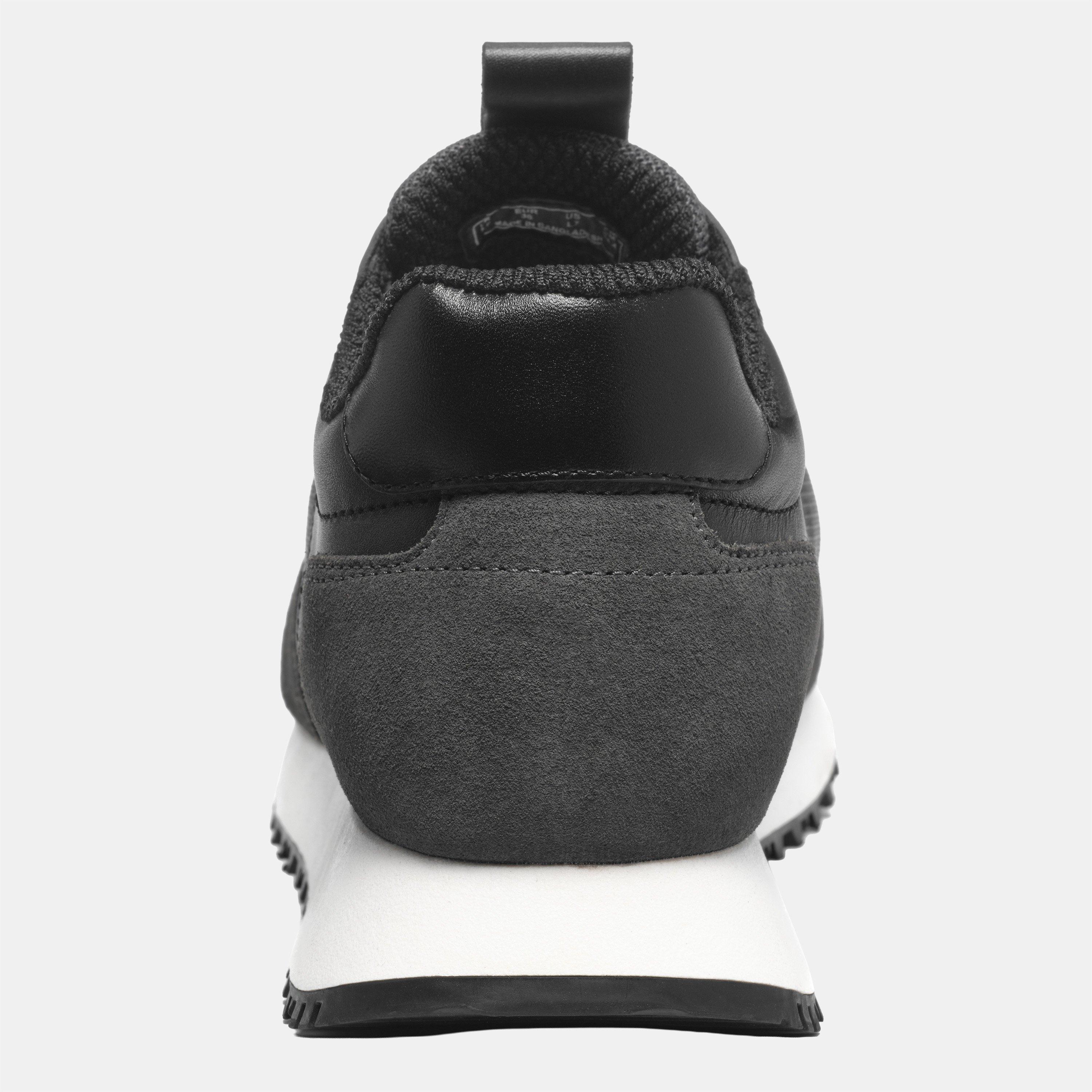 Black/Grey - Valentino - Women's Mars Leather Runners - 3