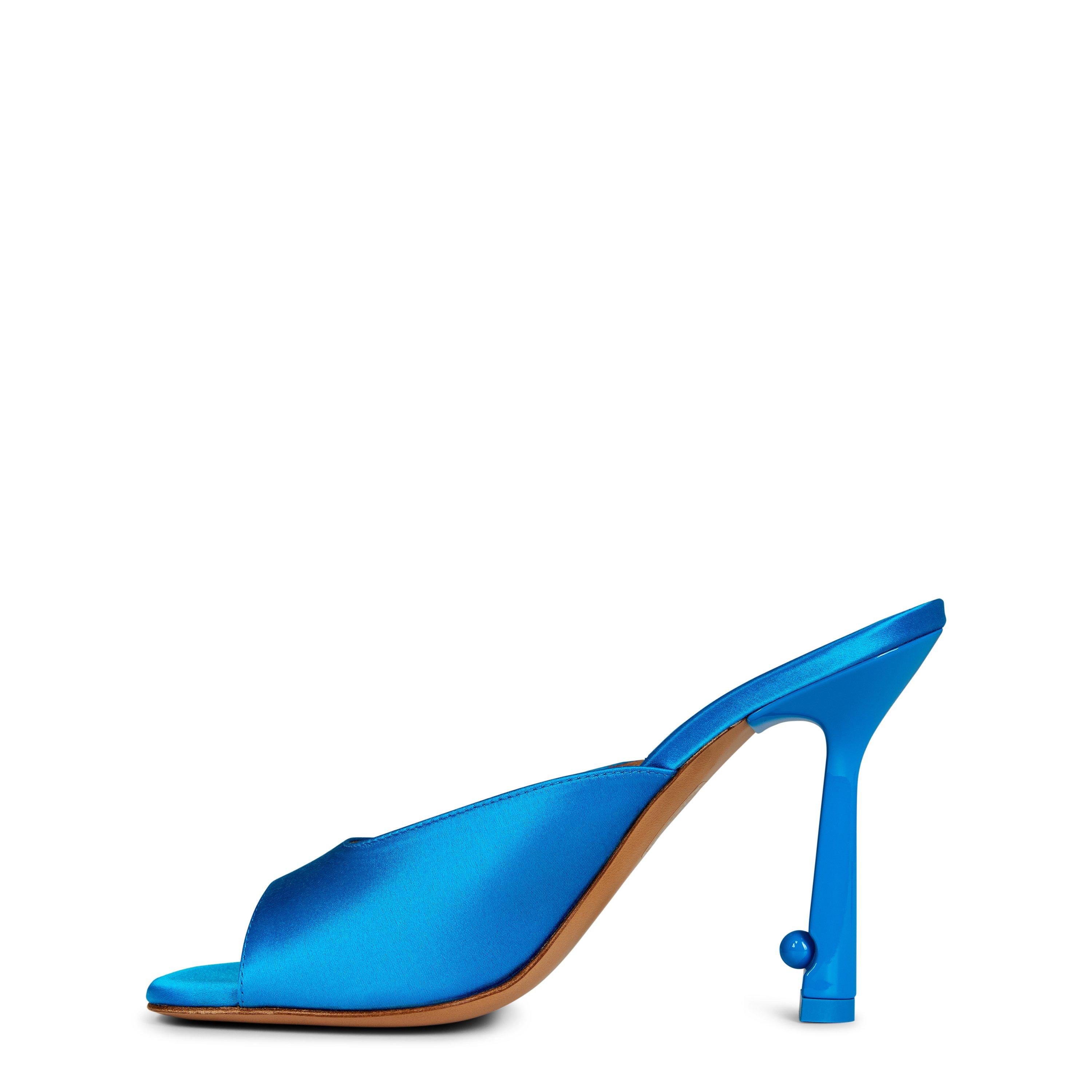 Blue - Off White - Women's Pop Lollipop Satin High Mule, Pearl Embellished Stiletto Heel - 2