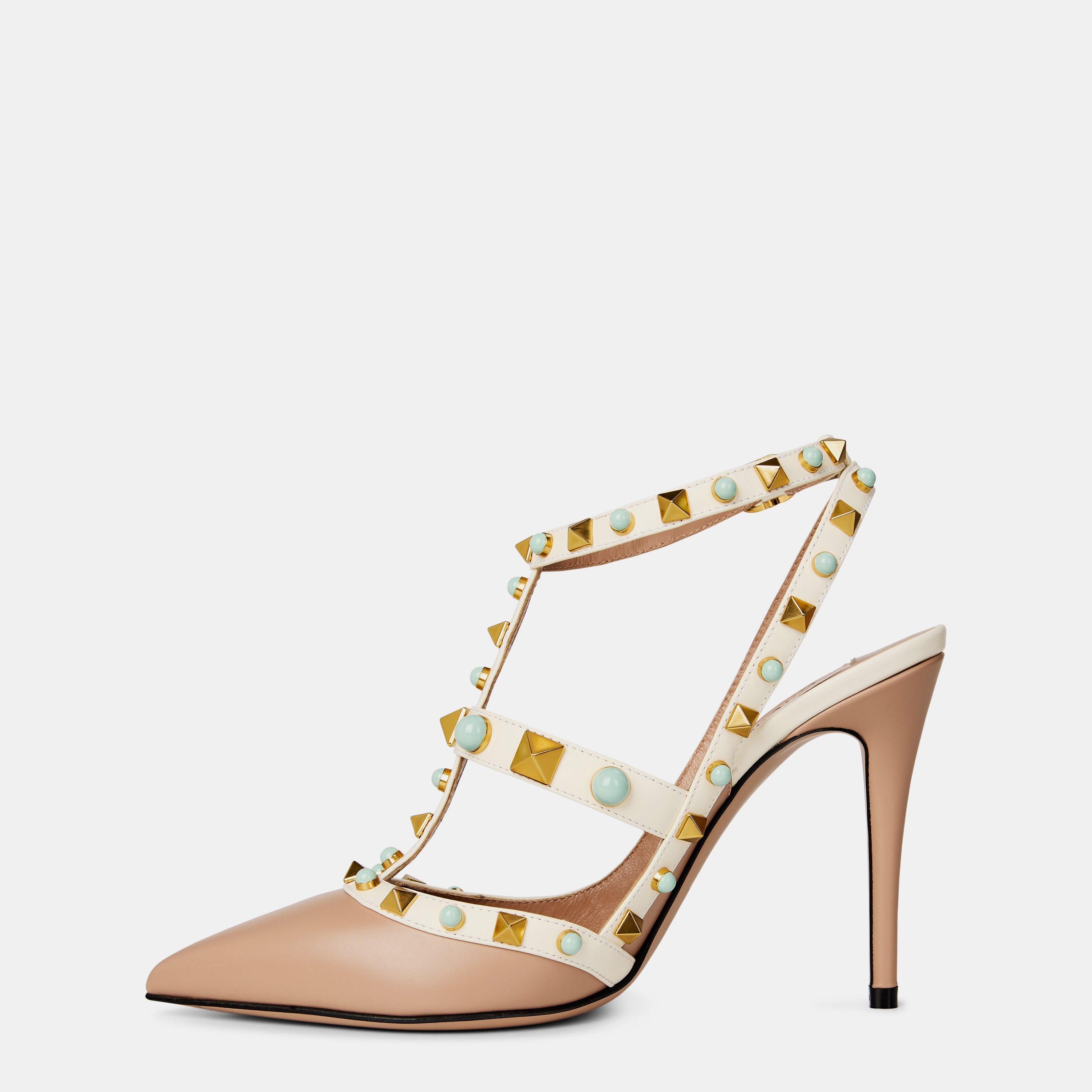 Rose/Ivry/Latte - Valentino Garavani - Décolleté Rockstud 100mm Pumps - 2