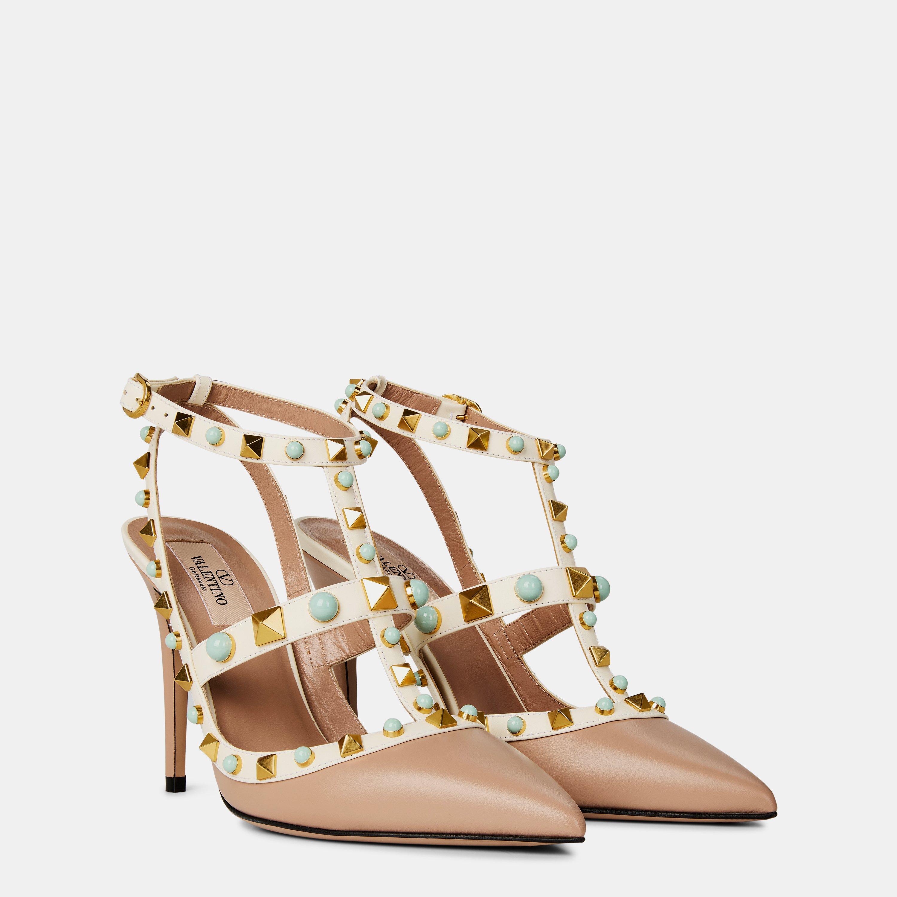 Rose/Ivry/Latte - Valentino Garavani - Décolleté Rockstud 100mm Pumps - 3