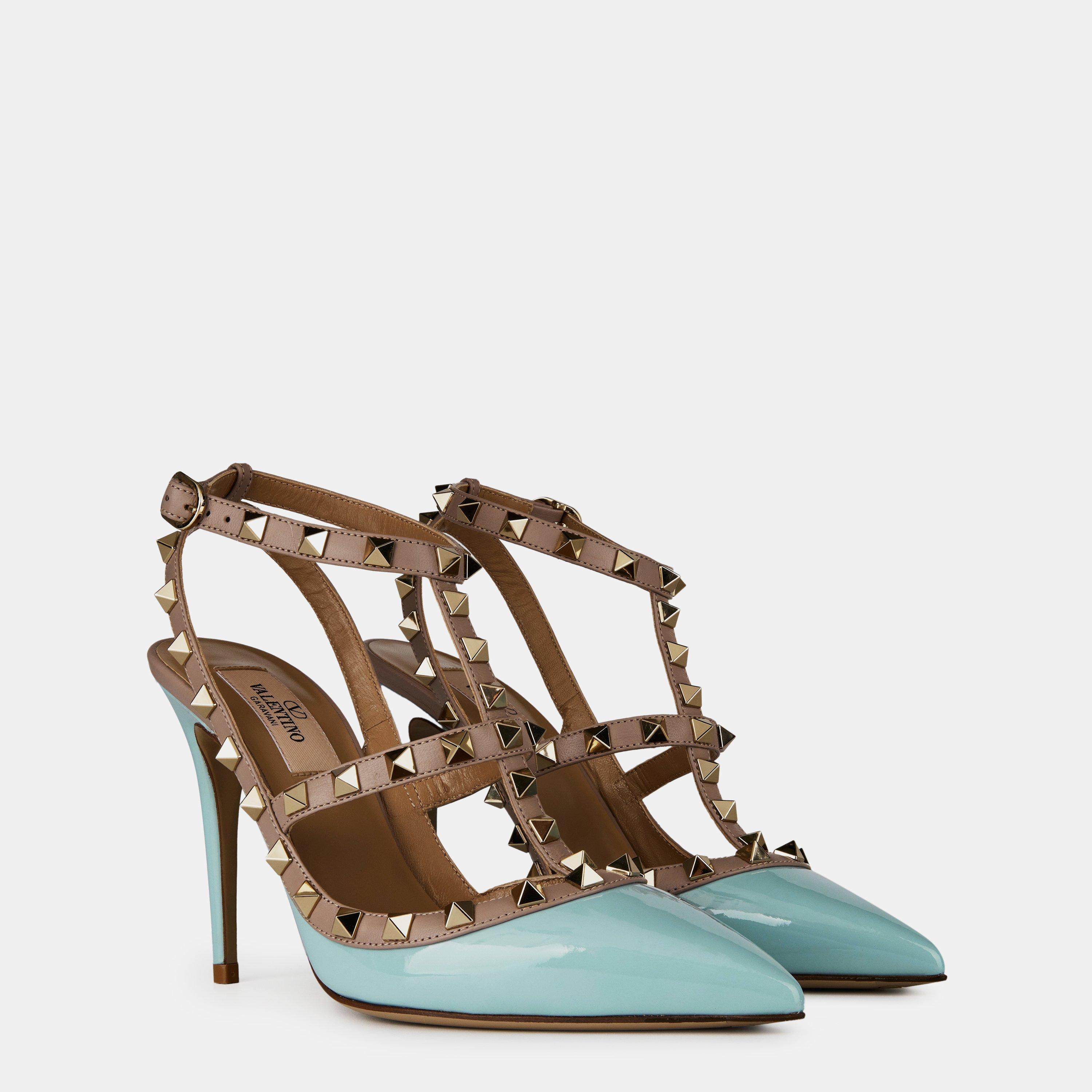 Blu Porcellana - Valentino Garavani - Décolleté Rockstud 100mm Pumps - 4