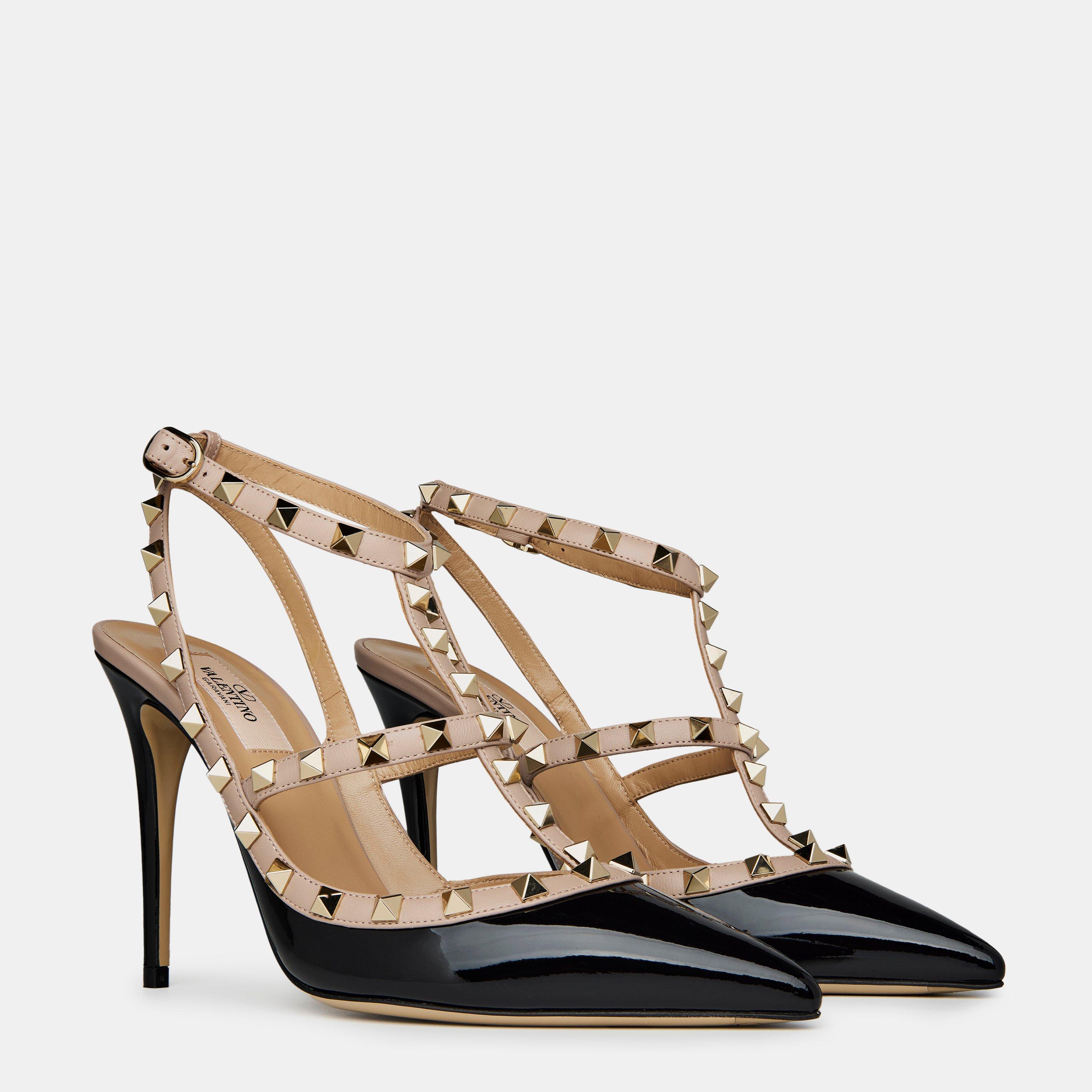 Black/Poudre - Valentino Garavani - Décolleté Rockstud 100mm Pumps - 4