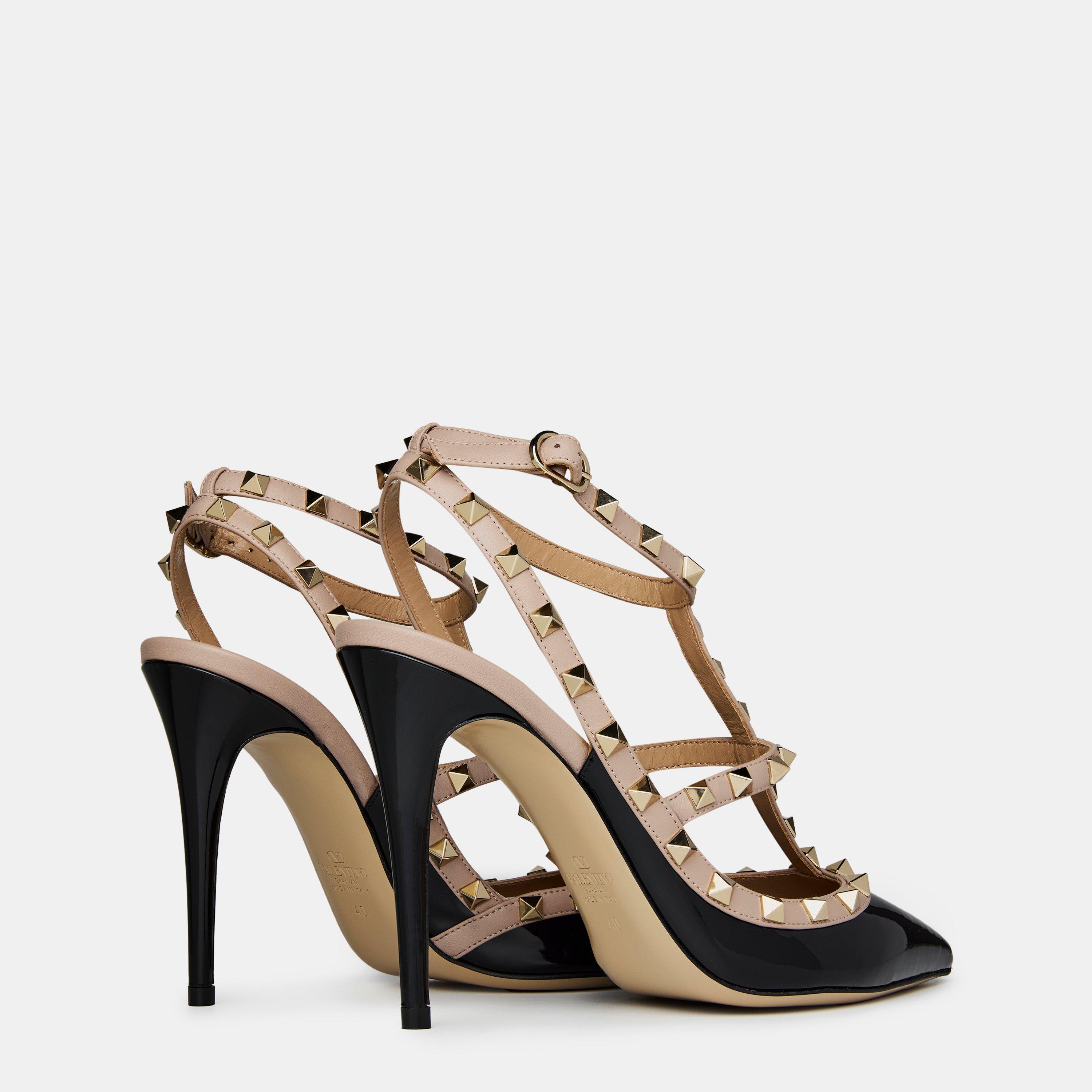 Black/Poudre - Valentino Garavani - Décolleté Rockstud 100mm Pumps - 5