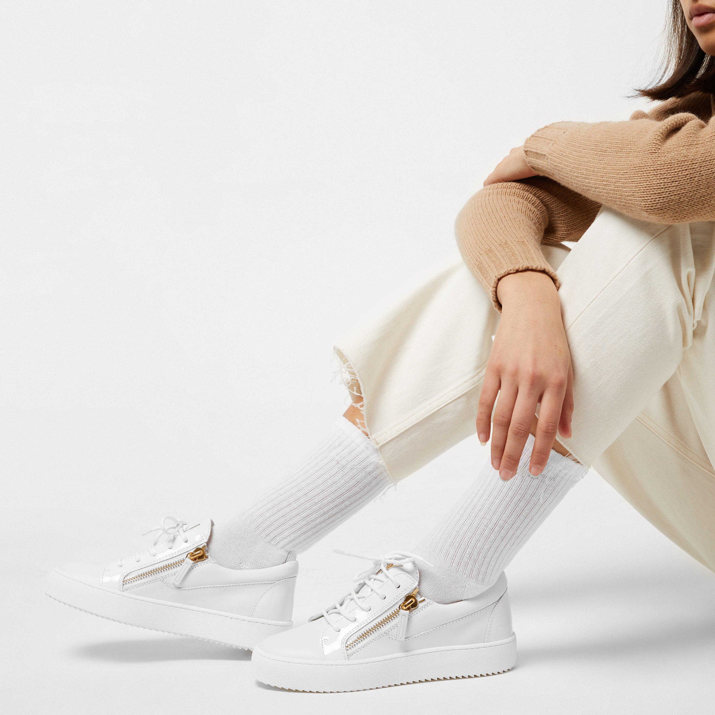 White 86088 - Giuseppe Zanotti - May Leather Low Top Trainers - 2