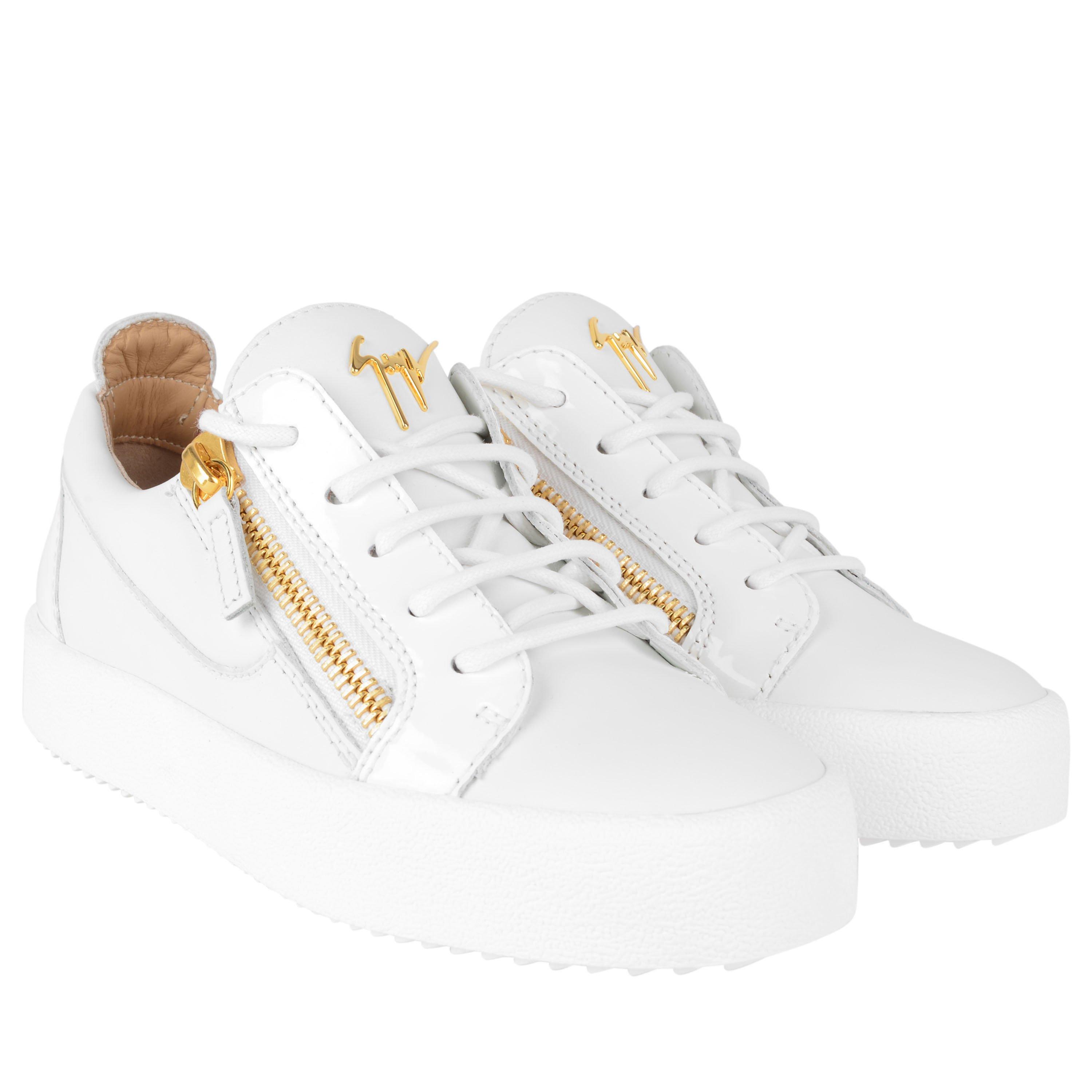 White 86088 - Giuseppe Zanotti - May Leather Low Top Trainers - 4