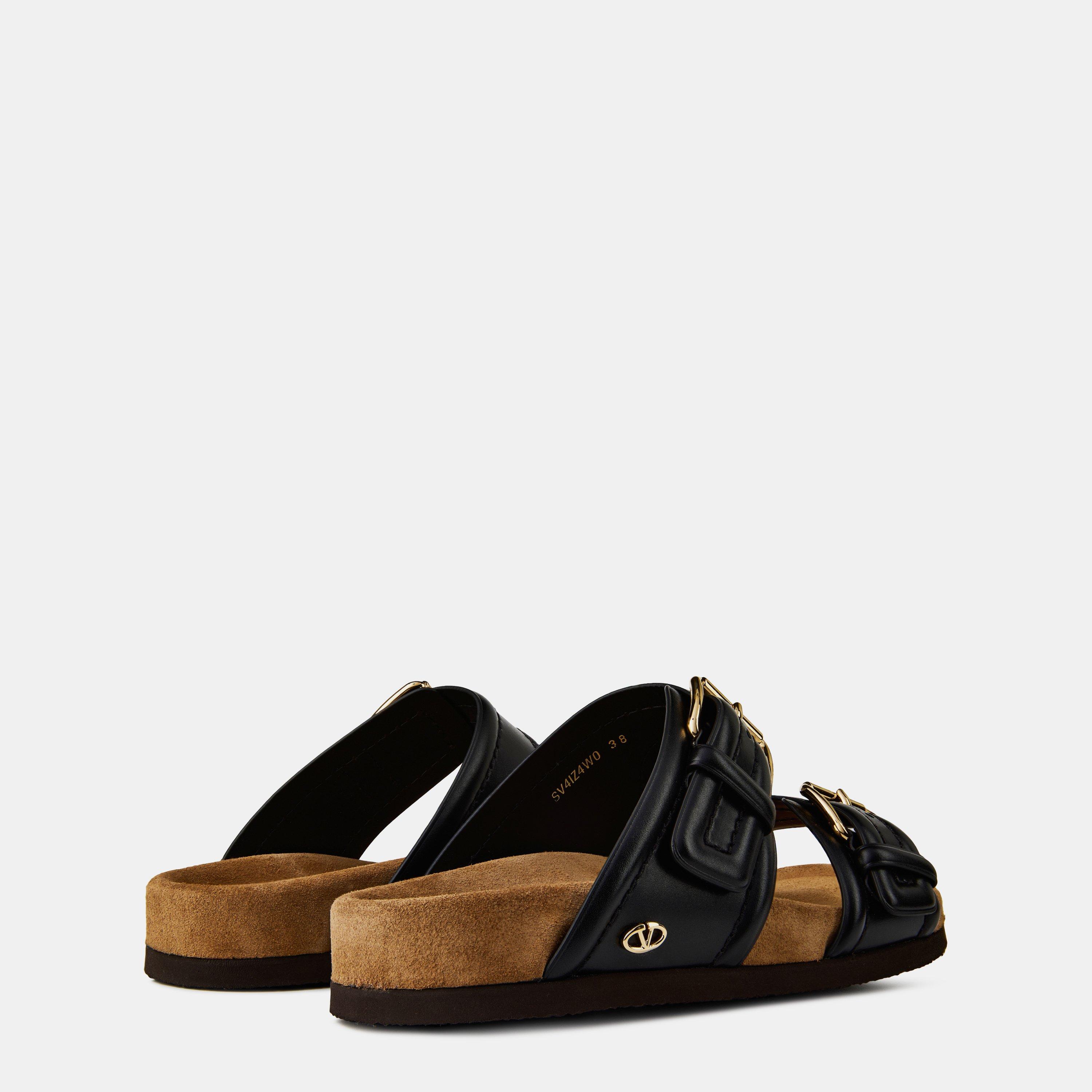 Nero/Sigaro - Valentino Garavani - Fussfriend Calfskin Slides - 5