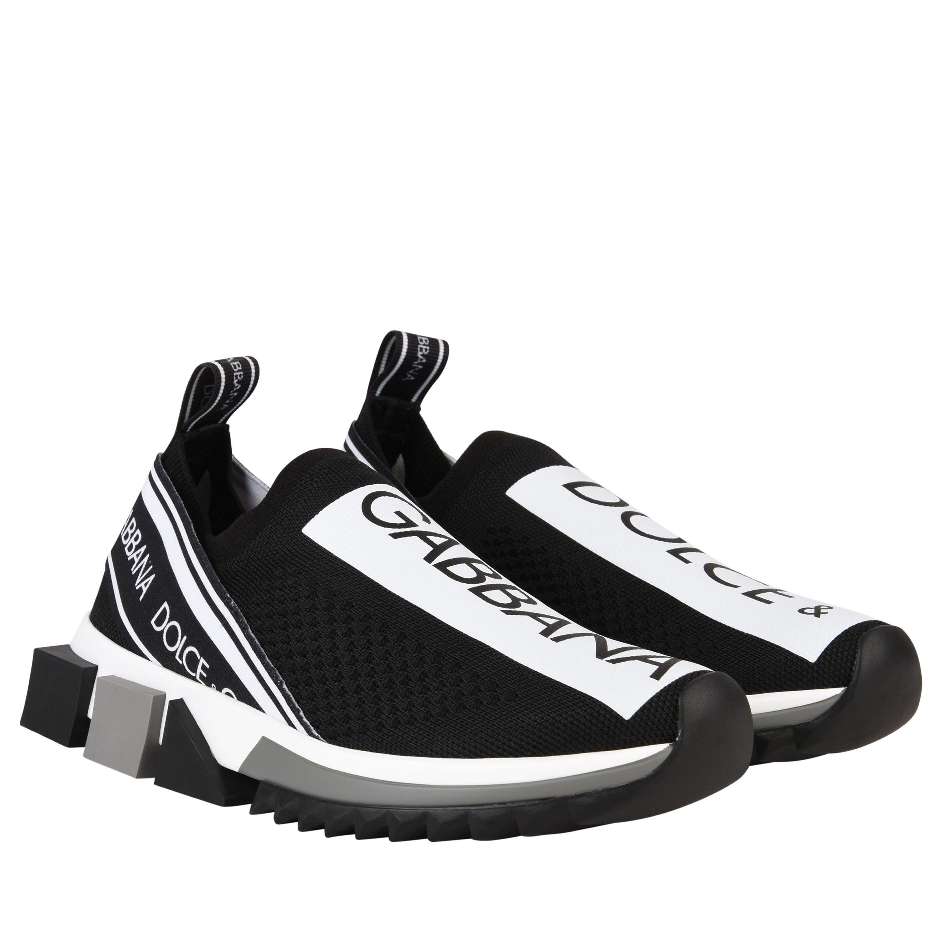 Black/Wht 89690 - Dolce and Gabbana - Sorrento Knitted Trainers - 4