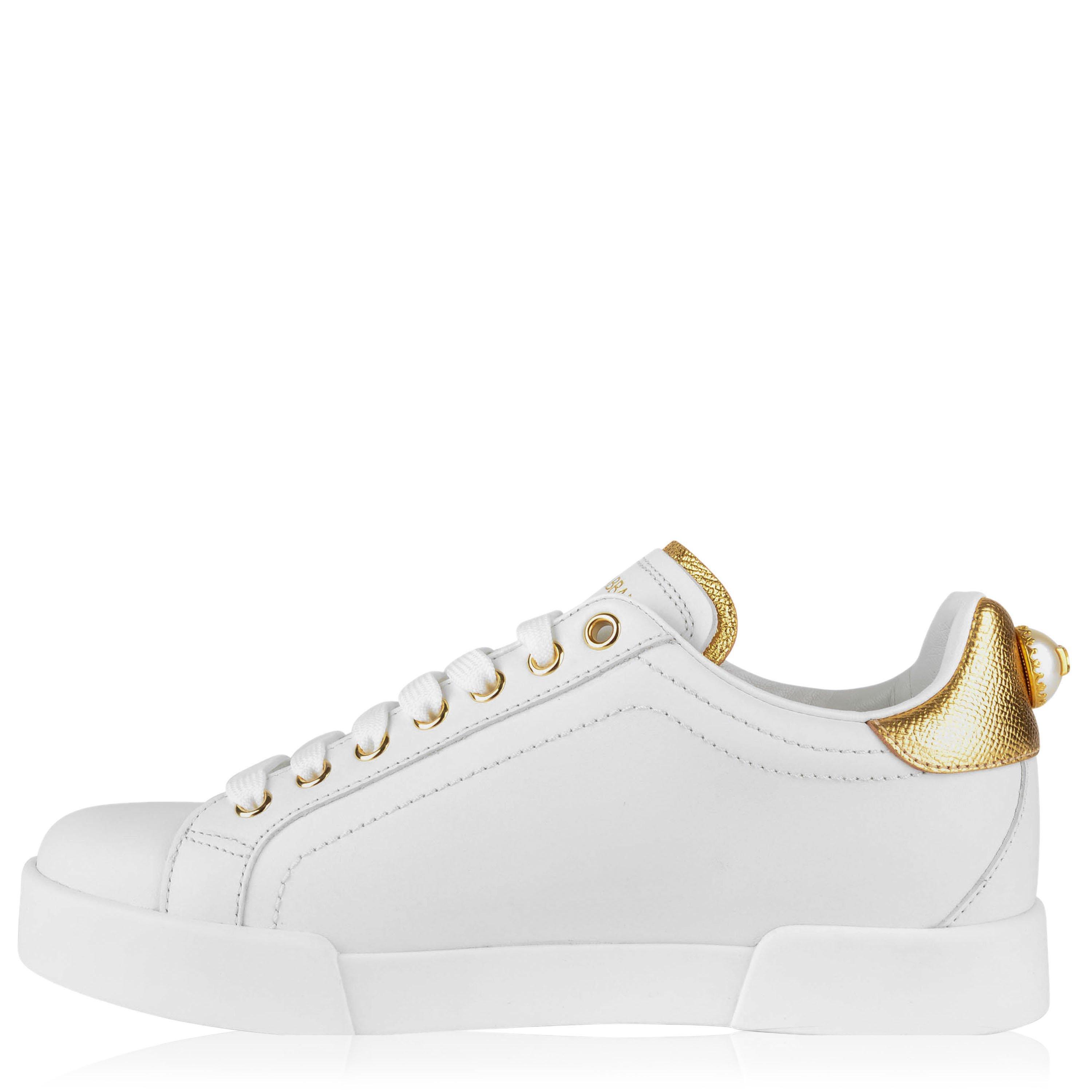 Wht/Gold 8B996 - Dolce and Gabbana - Portofino Low Trainers - 3