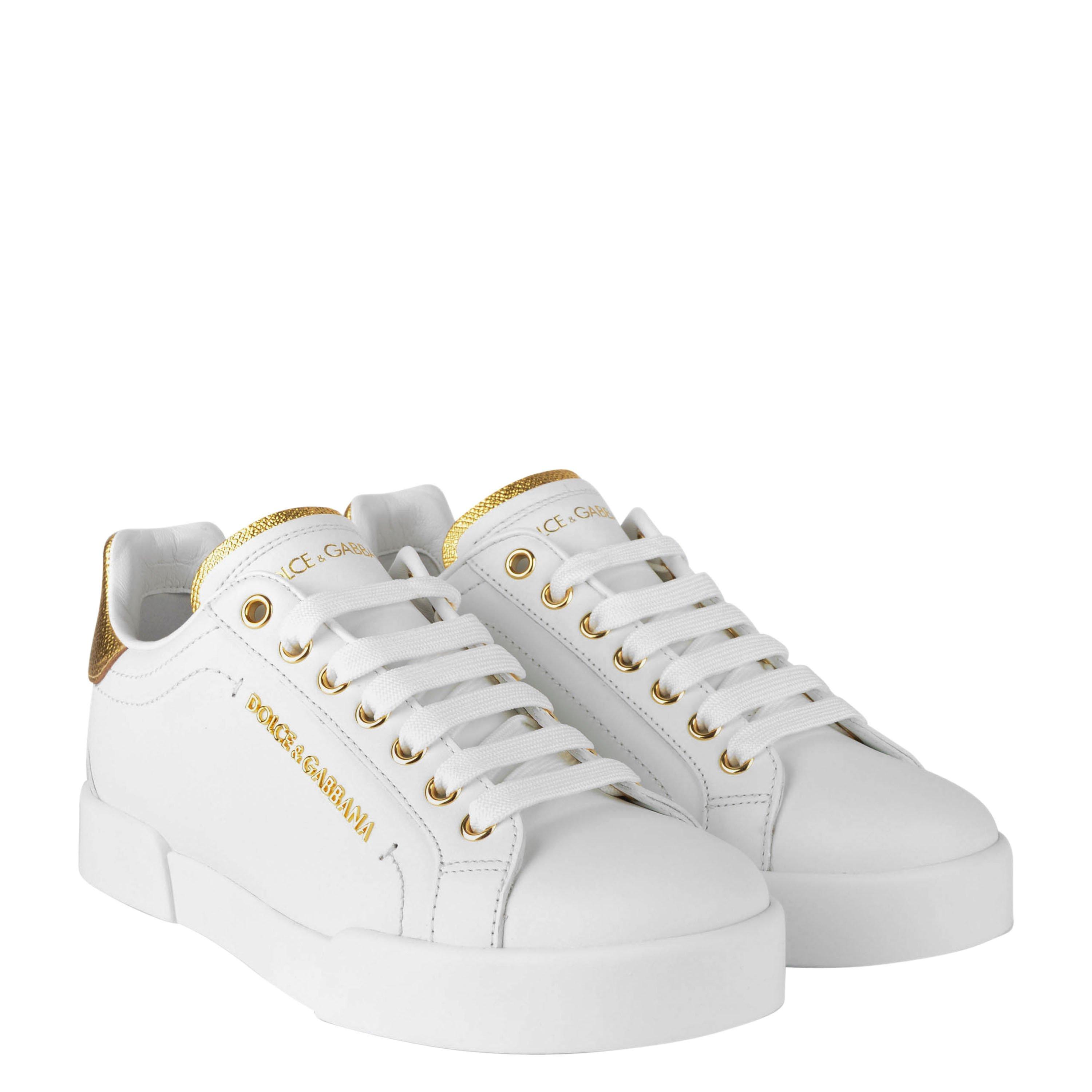 Wht/Gold 8B996 - Dolce and Gabbana - Portofino Low Trainers - 4