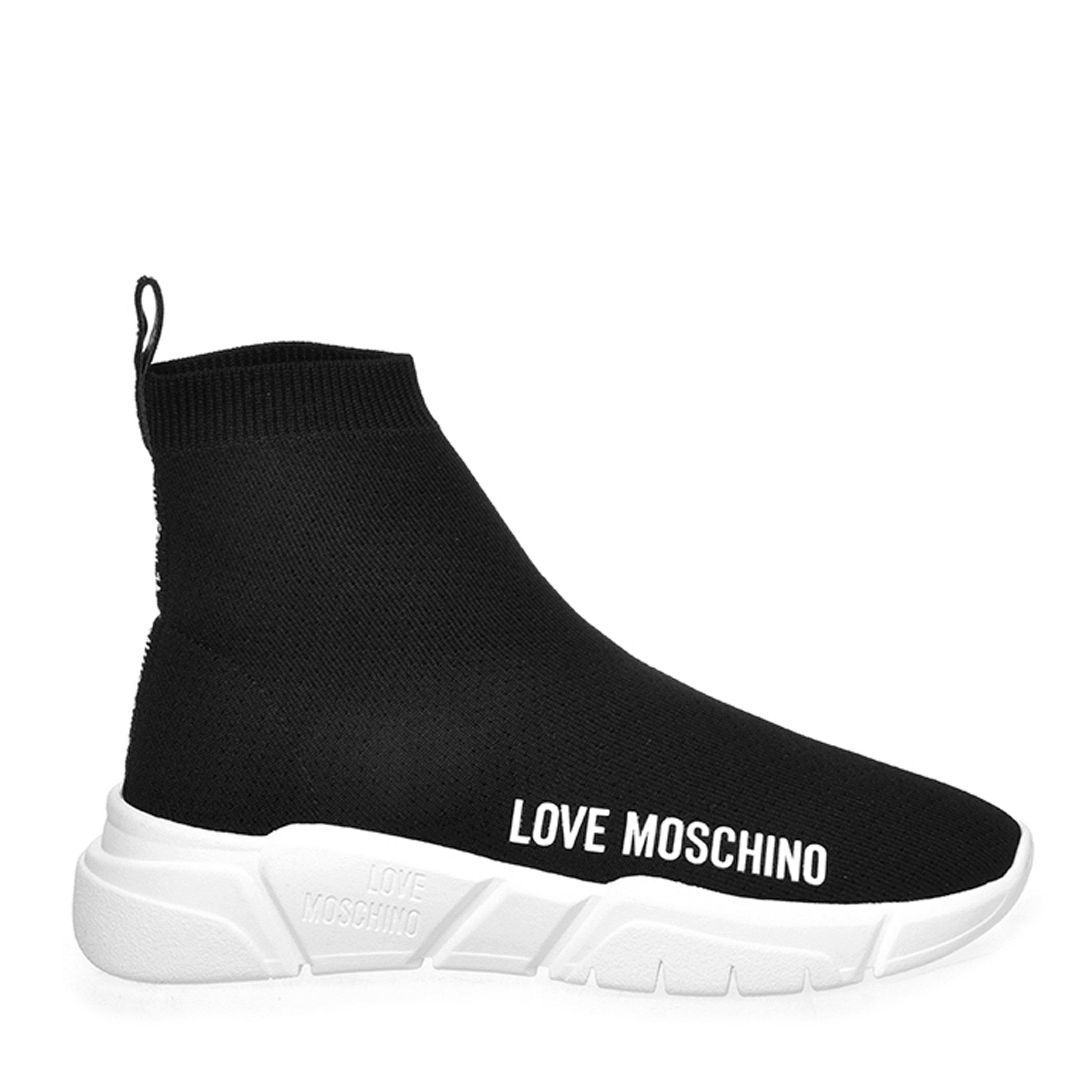 Black 000 - Love Moschino - Logo Sock Trainers - 1