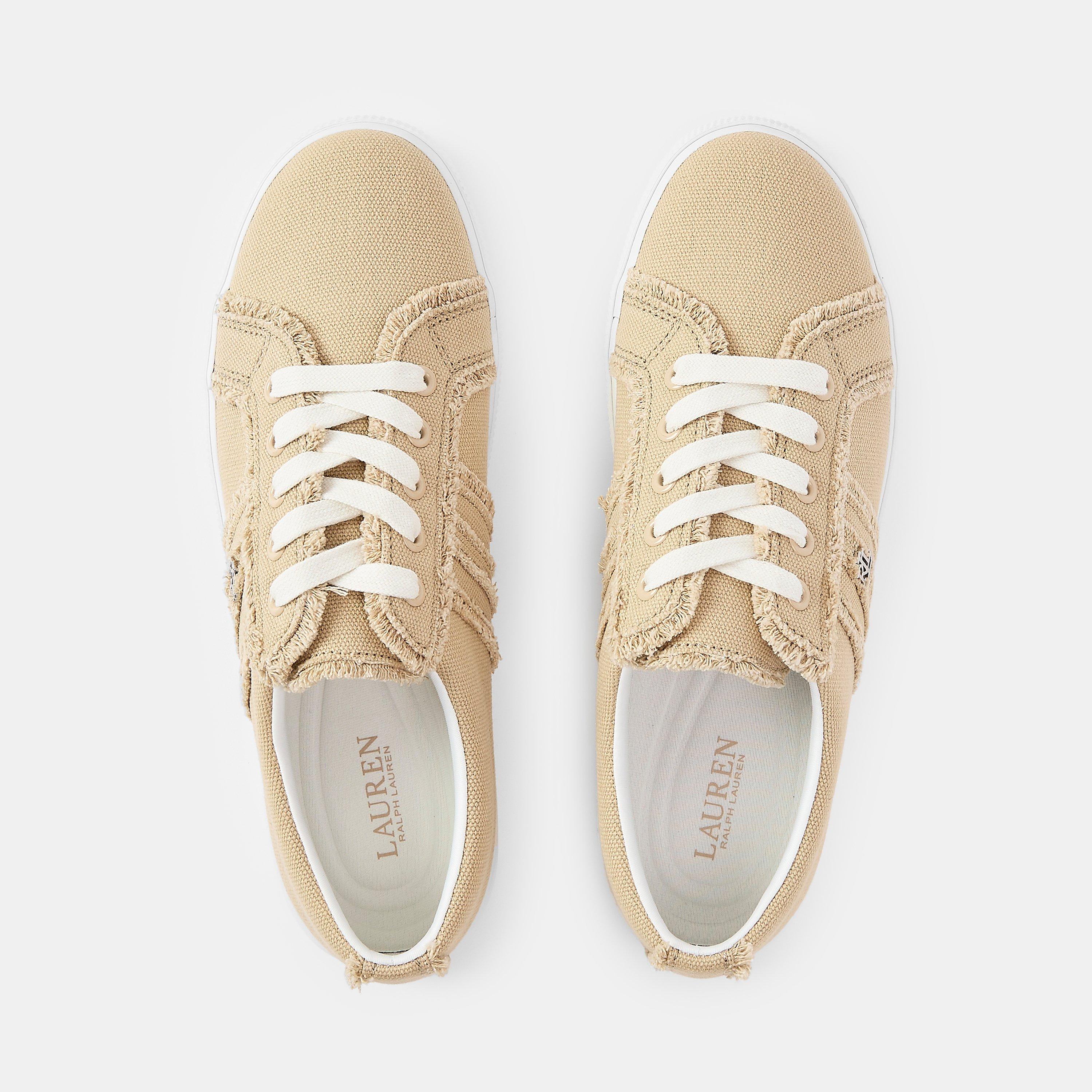 Sand Dune - Lauren by Ralph Lauren - Women's Janson Leather Court Trainers - 6