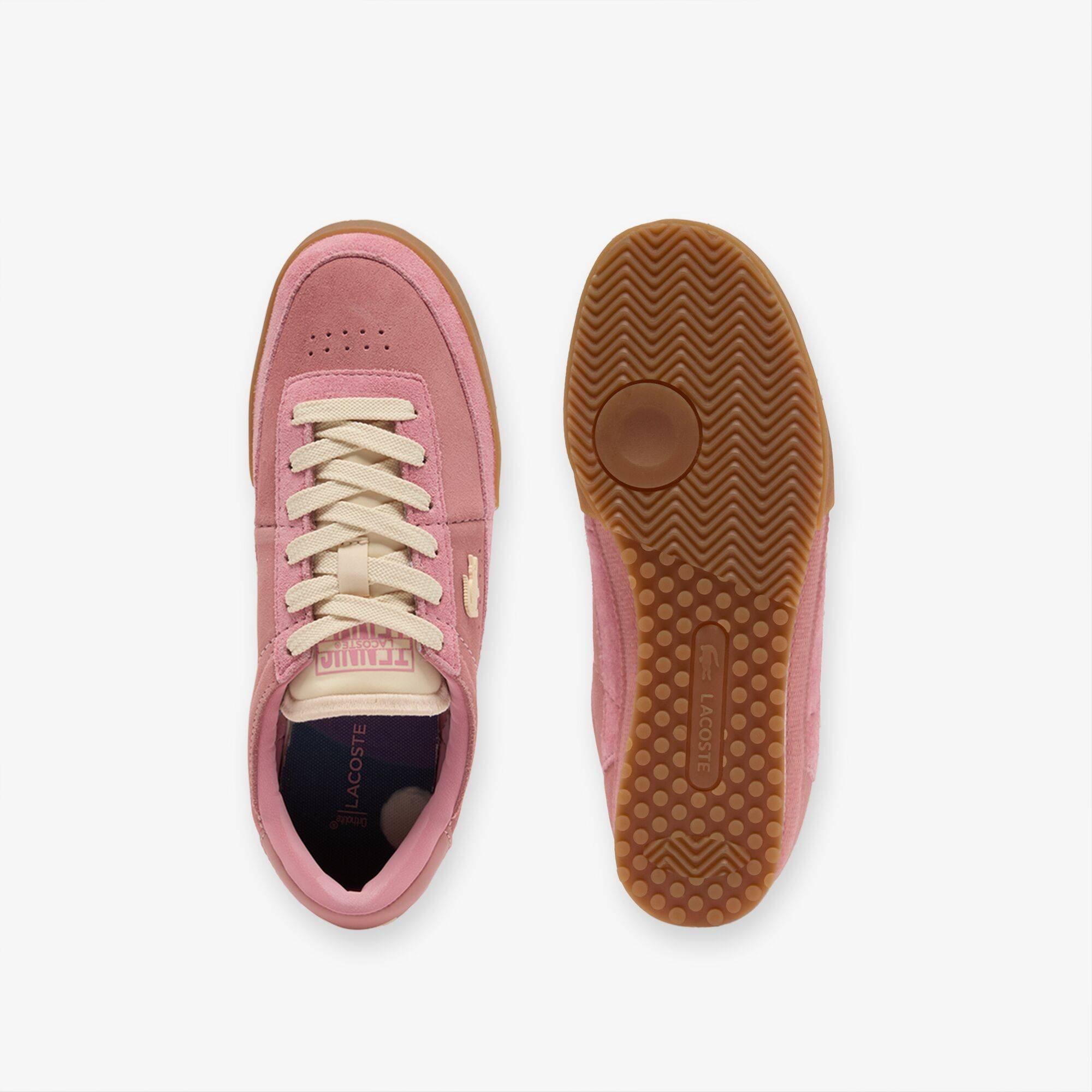Pink/Gum - Lacoste - Women's Aura Suede Low-Top Trainers - 4