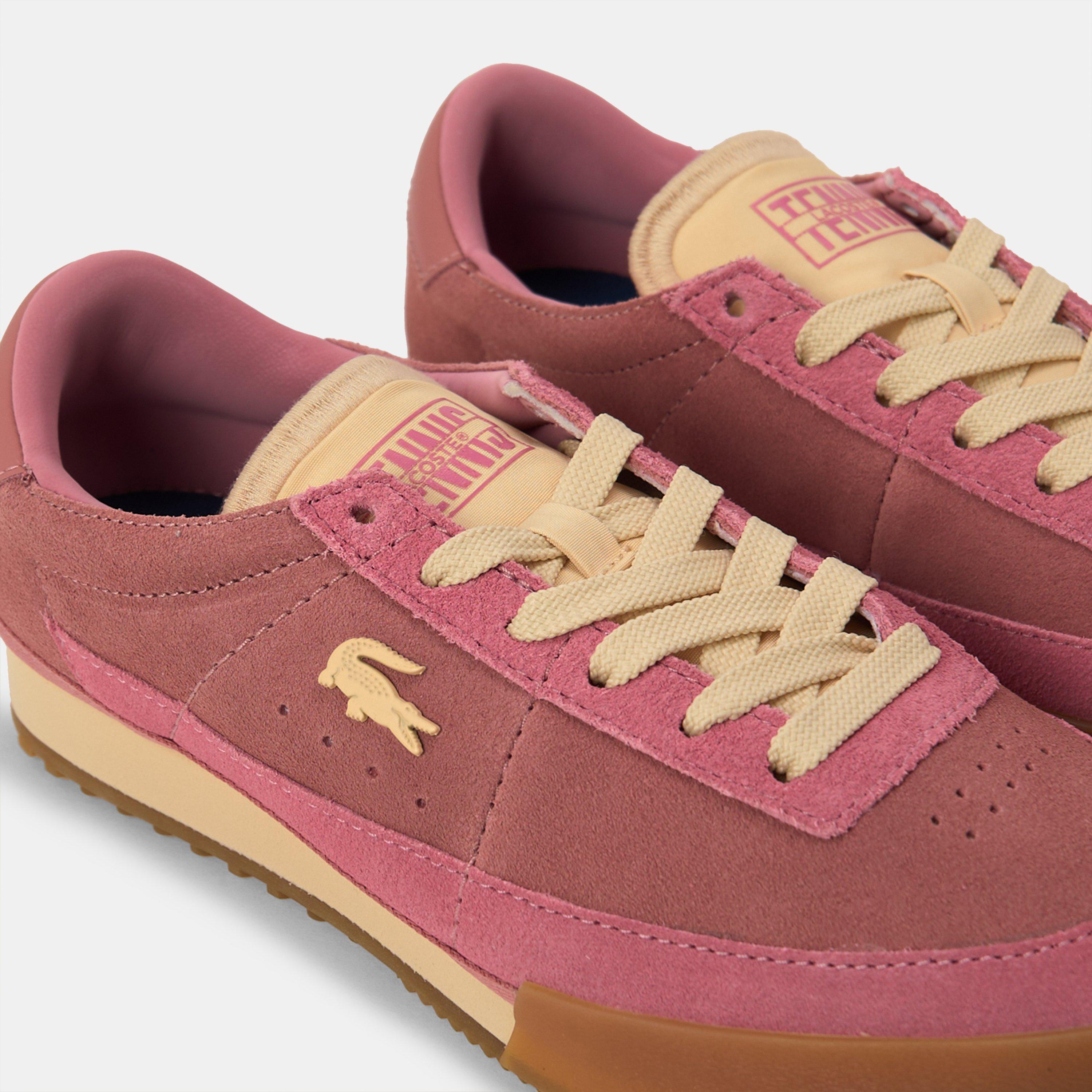 Pink/Gum - Lacoste - Women's Aura Suede Low-Top Trainers - 5