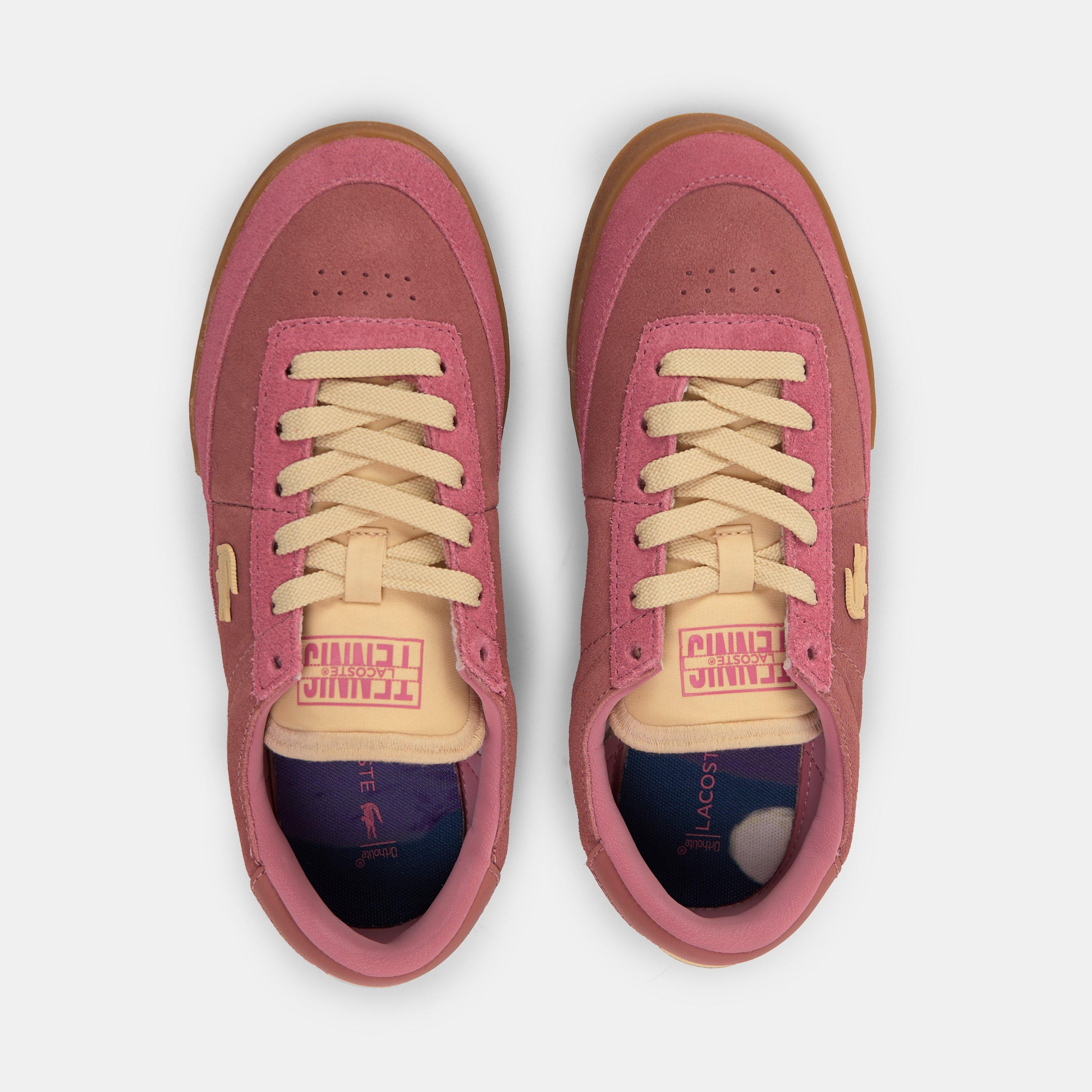 Pink/Gum - Lacoste - Women's Aura Suede Low-Top Trainers - 6