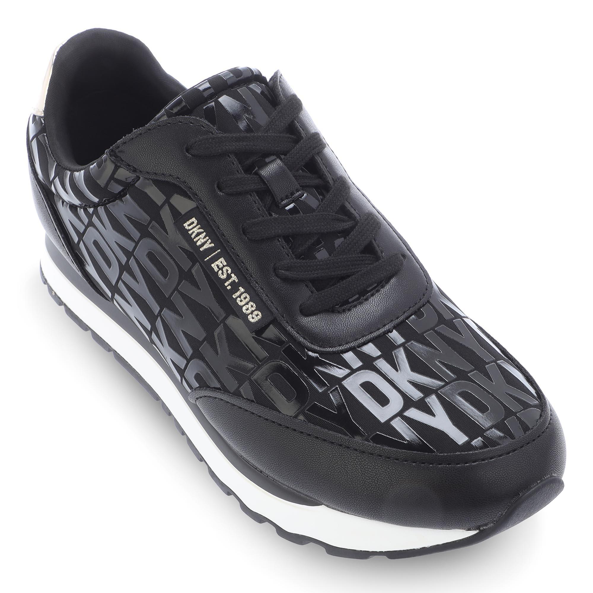 Blk/Gold - DKNY - Women's Jahari Lace-Up Runner - 4