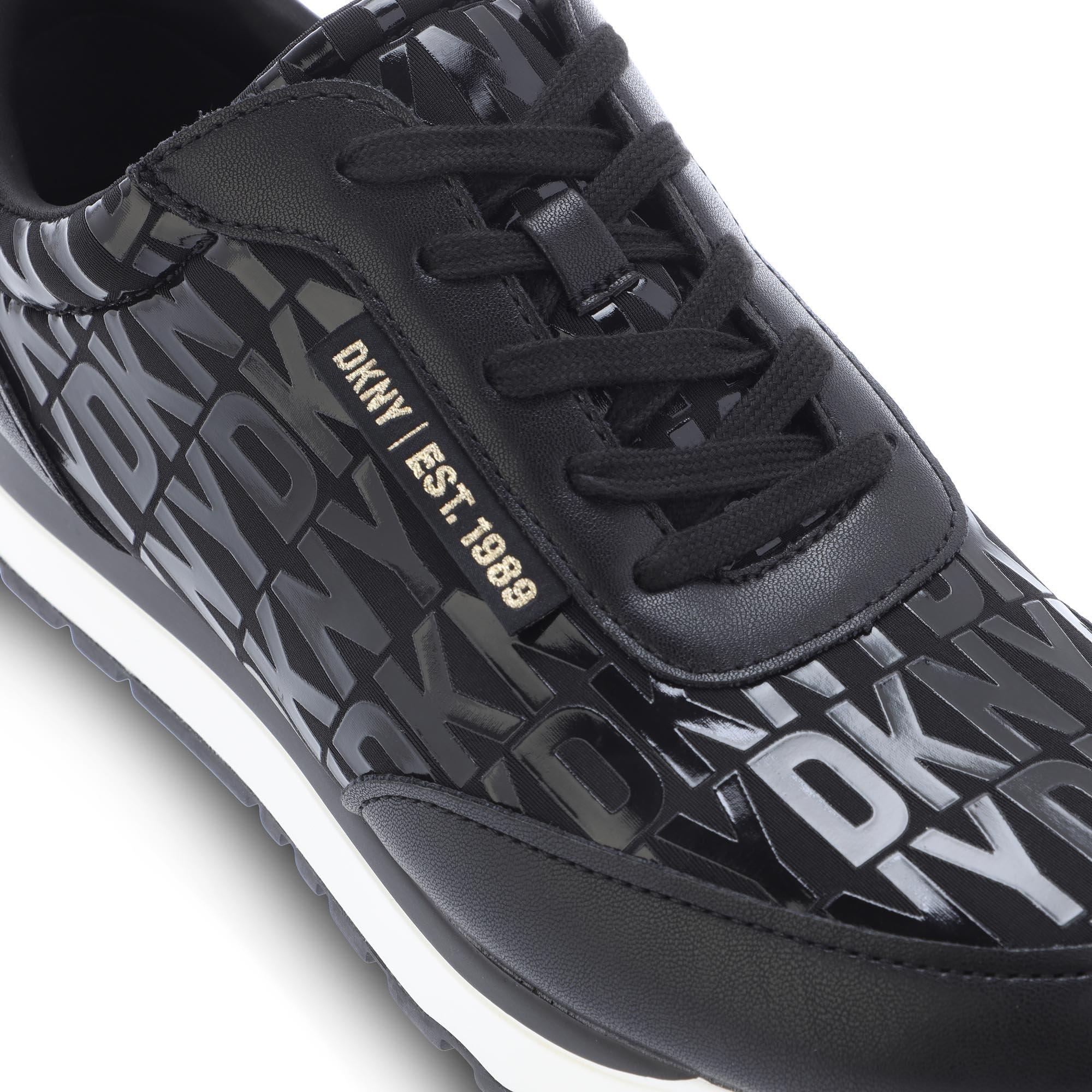 Blk/Gold - DKNY - Women's Jahari Lace-Up Runner - 5