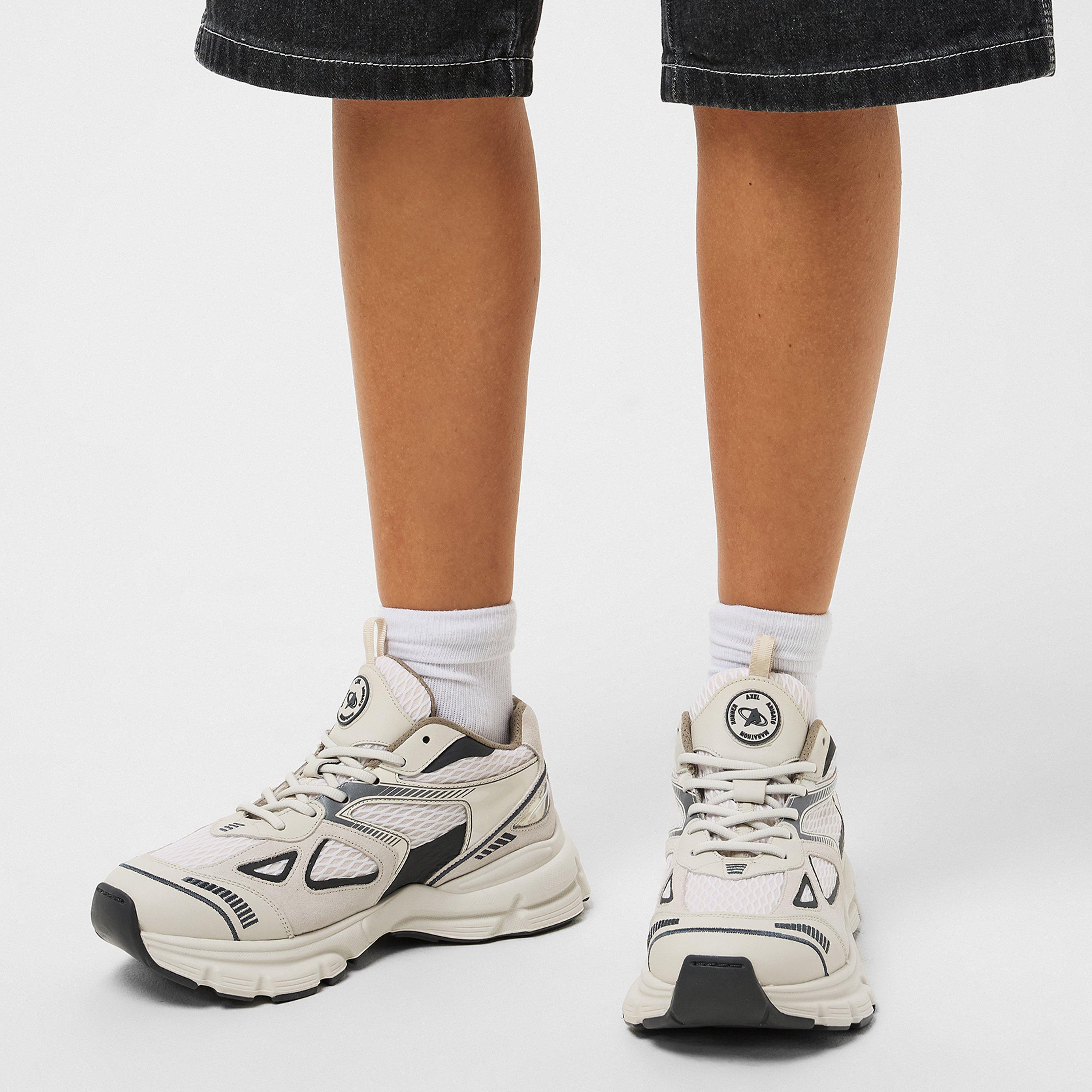 Beige/Dark Grey - Axel Arigato - Women's Marathon Leather And Mesh Trainers - 2