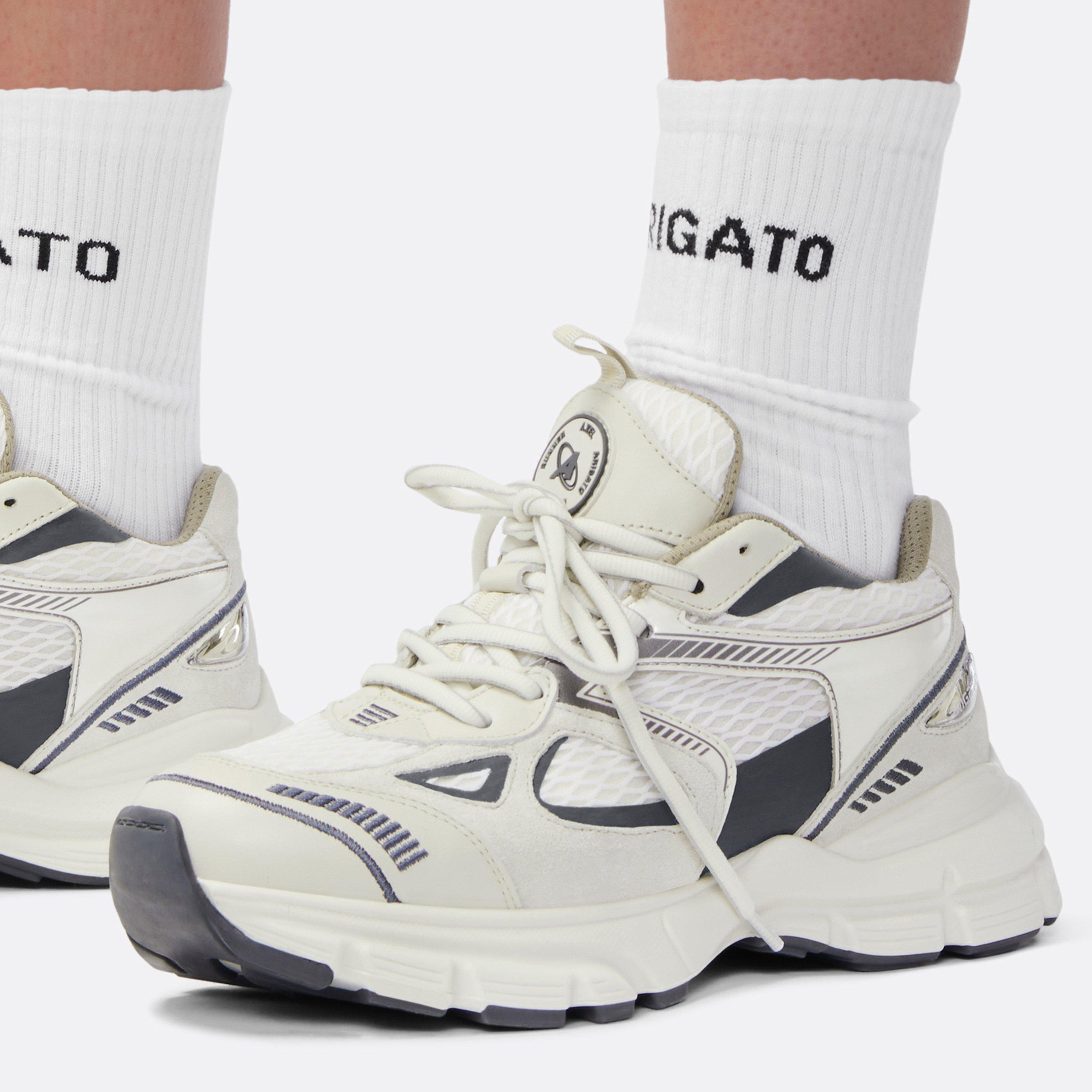 Beige/Dark Grey - Axel Arigato - Women's Marathon Leather And Mesh Trainers - 7