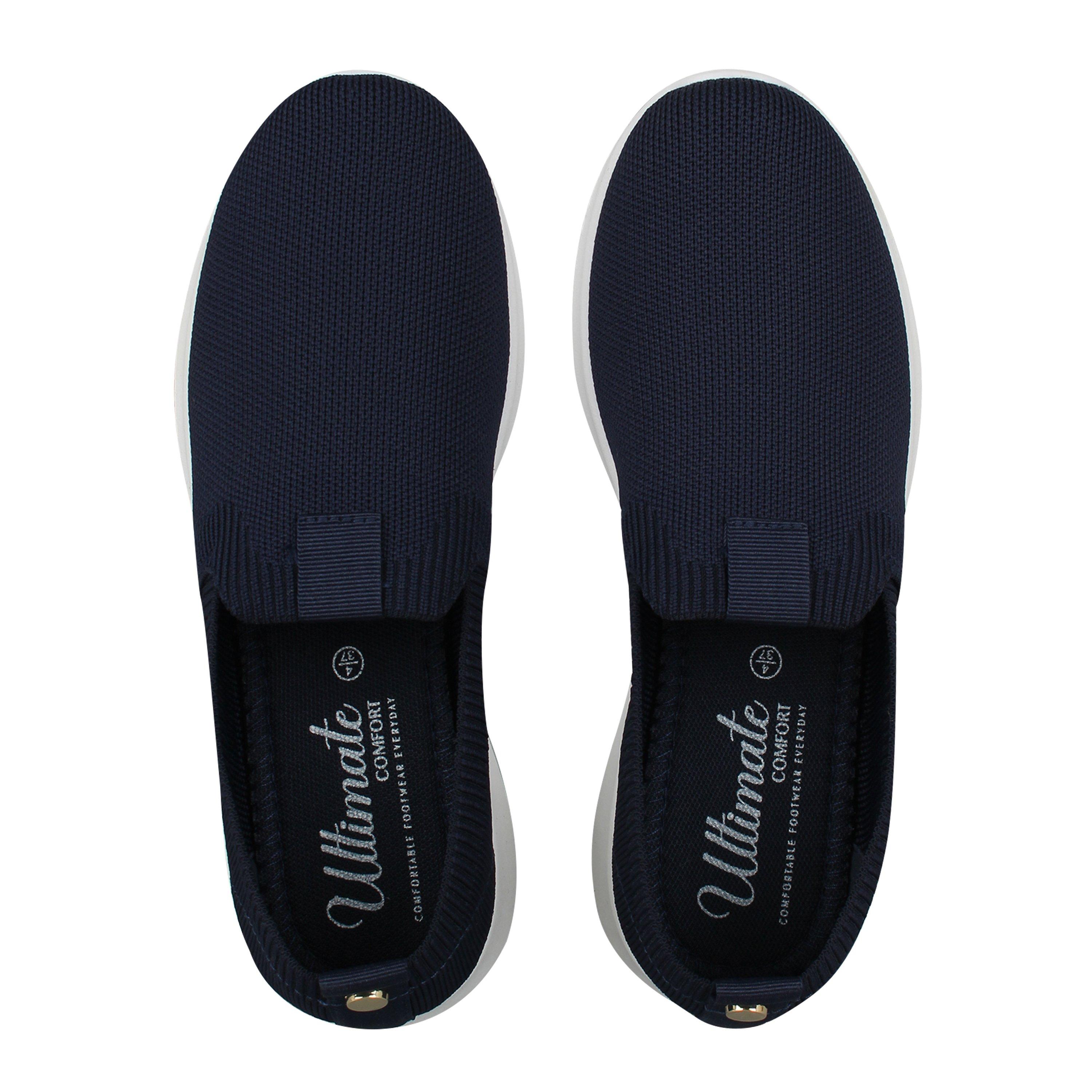 Navy - Be You - Memory Foam Slip On Knit Trainer - 5