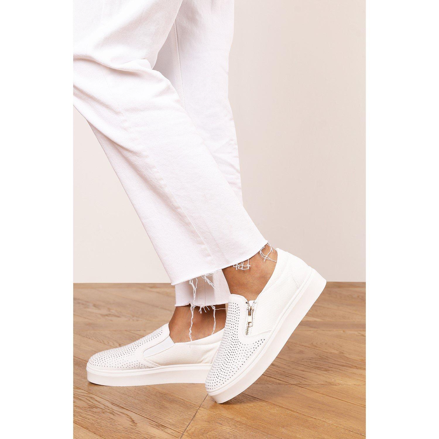 Bianco - Wheres That From - Zip detail Trainer with Diamante Toe - 7