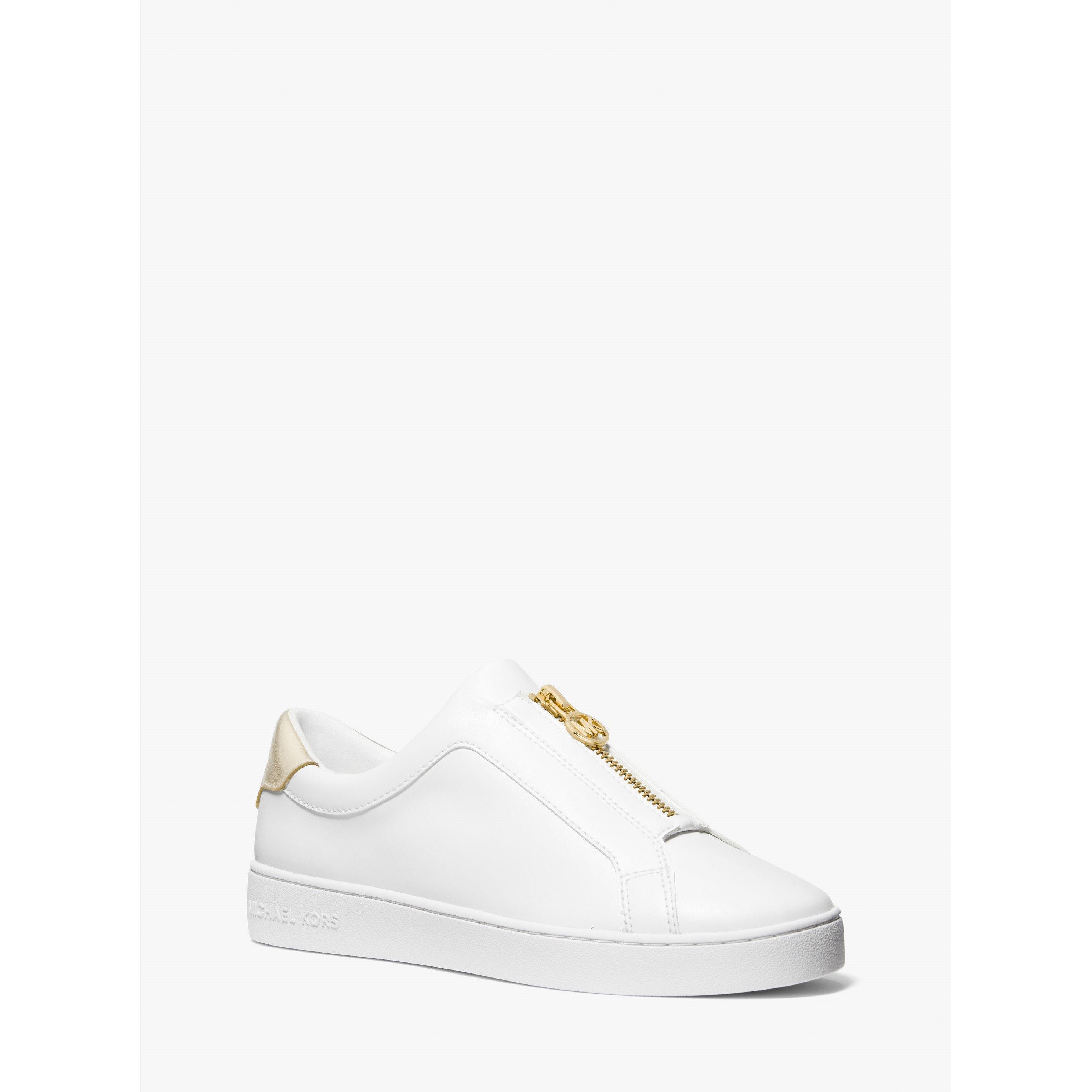 White/Gold - MICHAEL Michael Kors - Women's Keaton Zip Slip On Trainers - 1