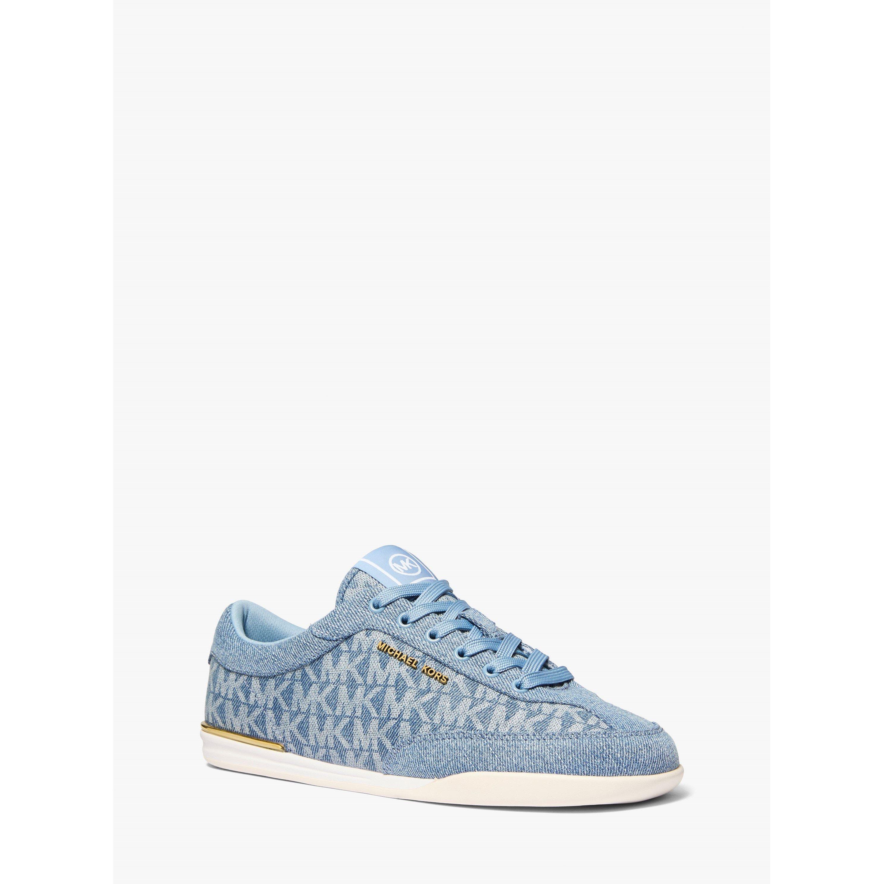 White/Denim - MICHAEL Michael Kors - Women's Nolan Lace Up Low-Top Trainers - 1