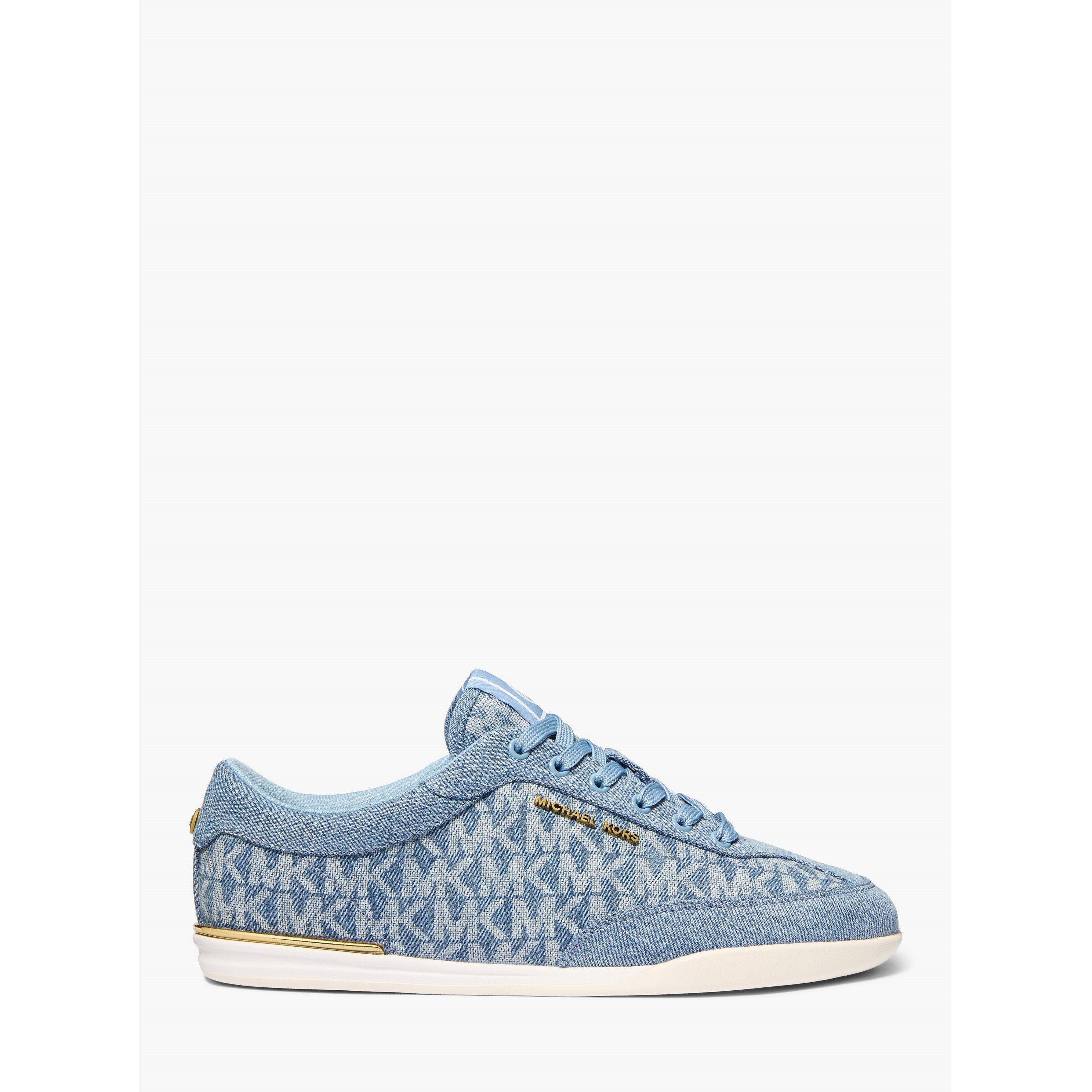 White/Denim - MICHAEL Michael Kors - Women's Nolan Lace Up Low-Top Trainers - 2