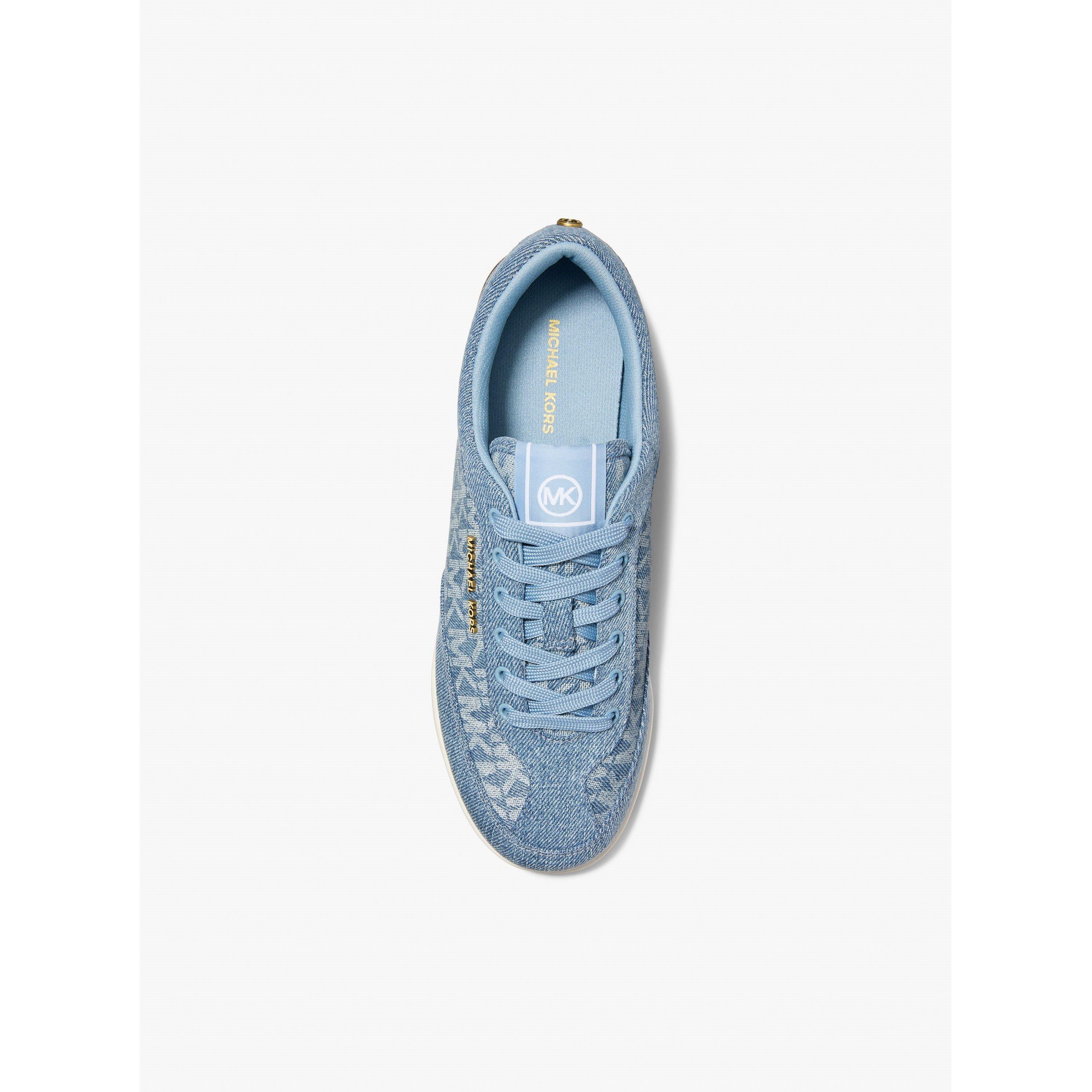 White/Denim - MICHAEL Michael Kors - Women's Nolan Lace Up Low-Top Trainers - 3