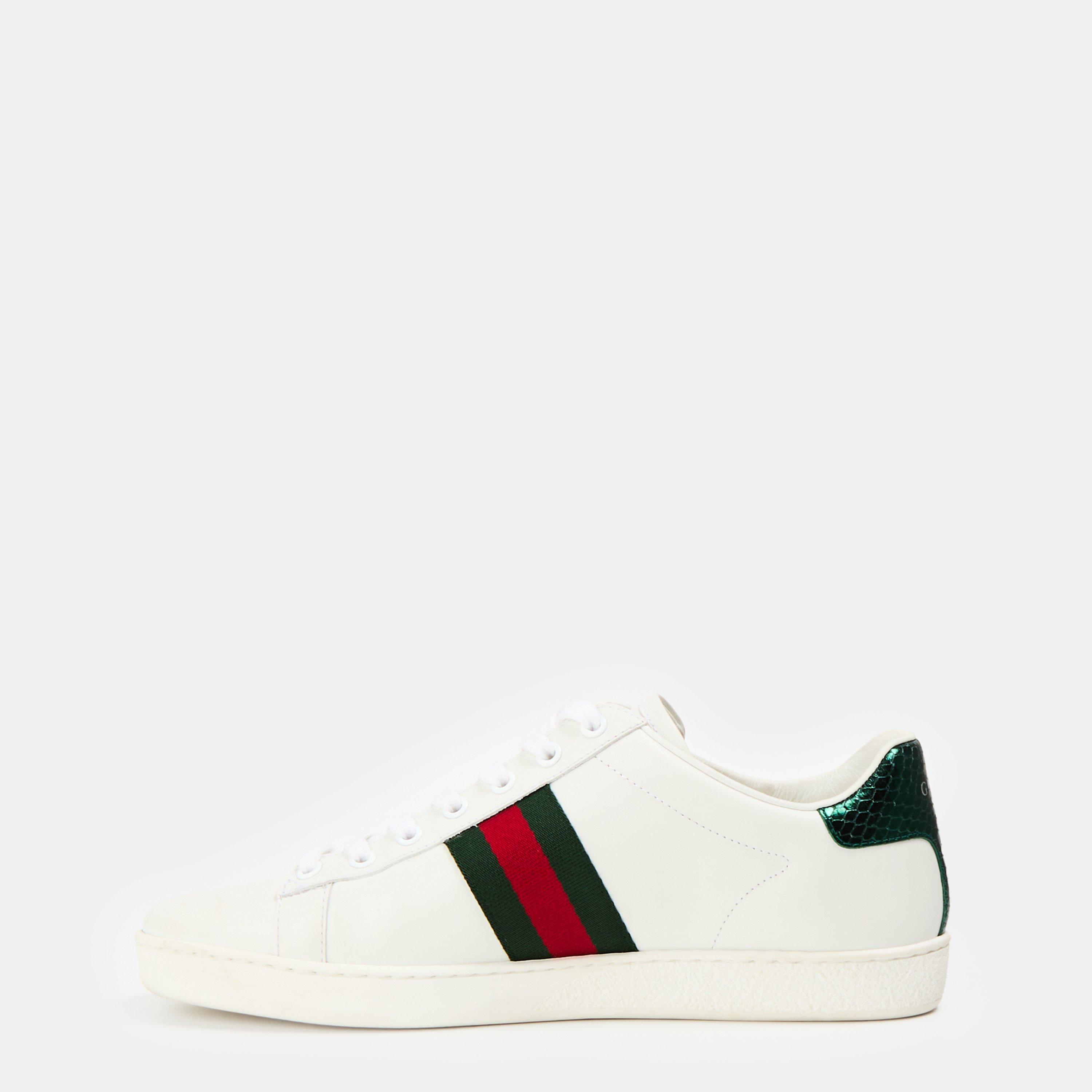 White 9064 - Gucci - Women's Ace Bee Leather Low-Top Trainers - 2
