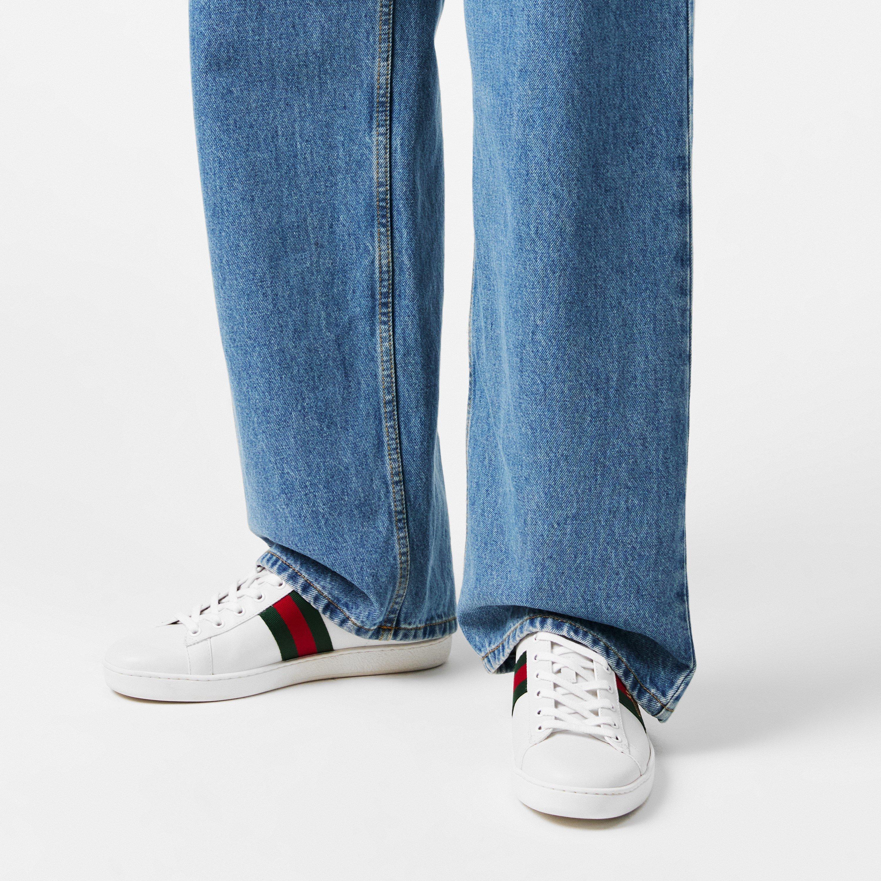 White 9064 - Gucci - Women's Ace Bee Leather Low-Top Trainers - 3