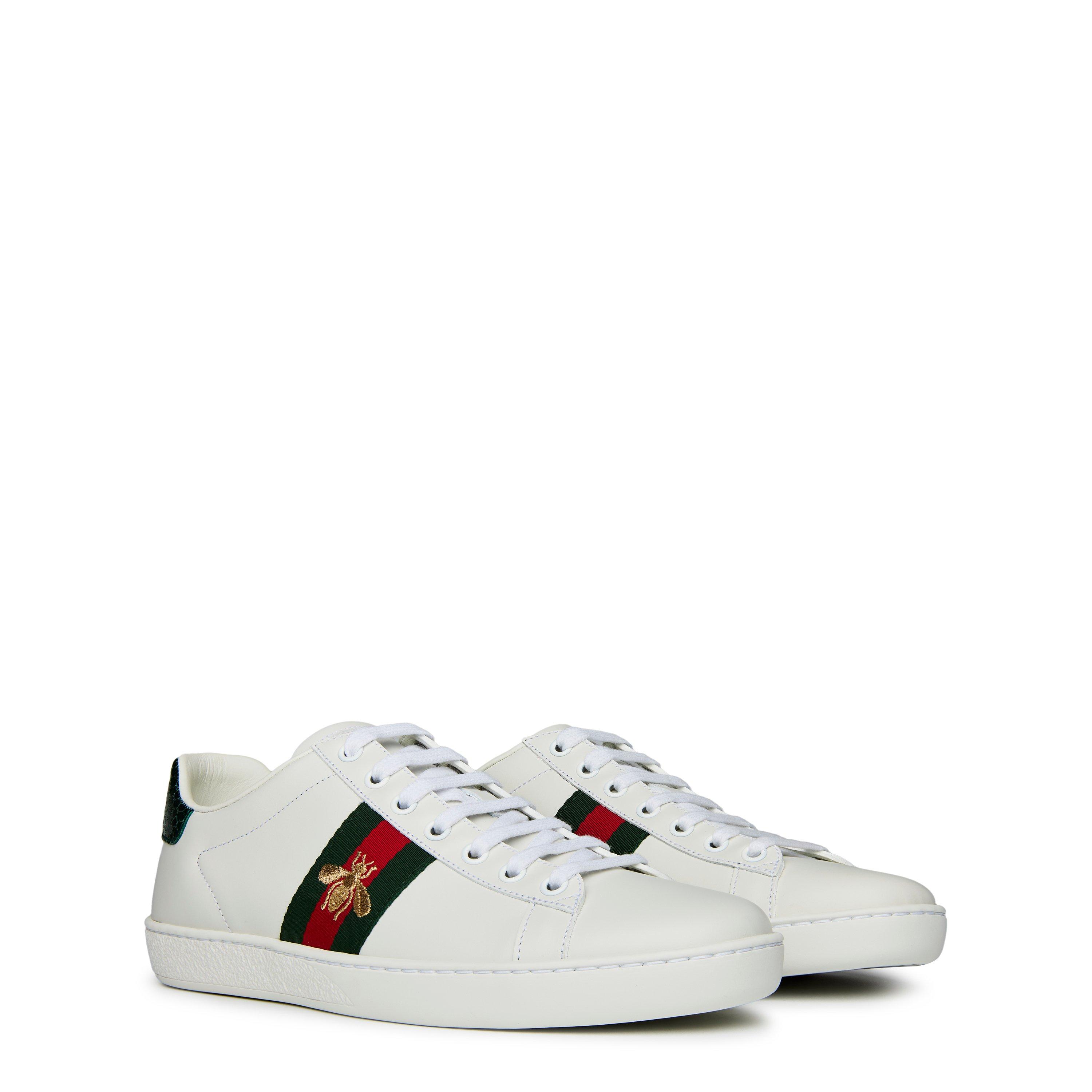 White 9064 - Gucci - Women's Ace Bee Leather Low-Top Trainers - 4