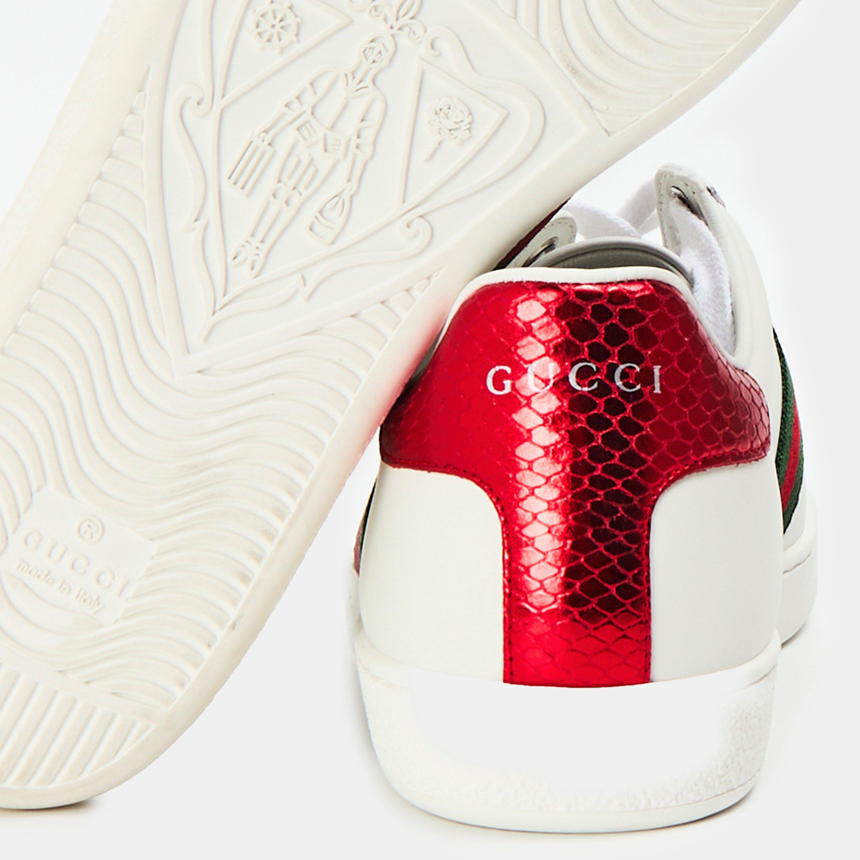 White 9064 - Gucci - Women's Ace Bee Leather Low-Top Trainers - 5